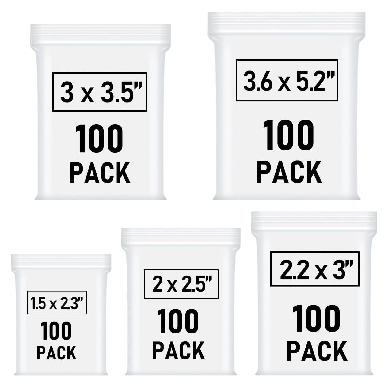 500 Bolsas Plásticas Pequeñas Wddeevoi, 5 Tamaños Variados