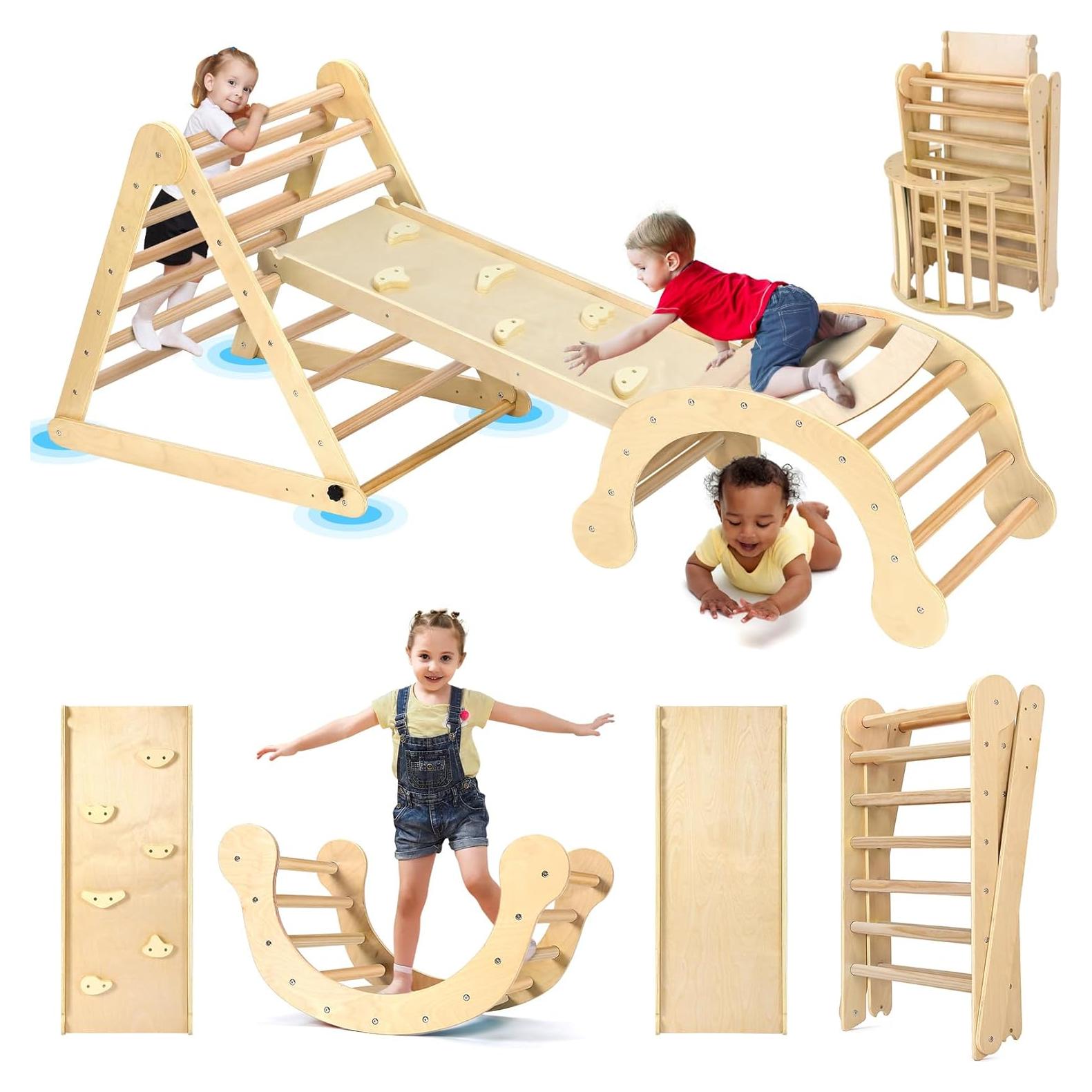 Conjunto Grande Triángulo Pikler YOLEO 7-en-1 para Niños 1-6 Años