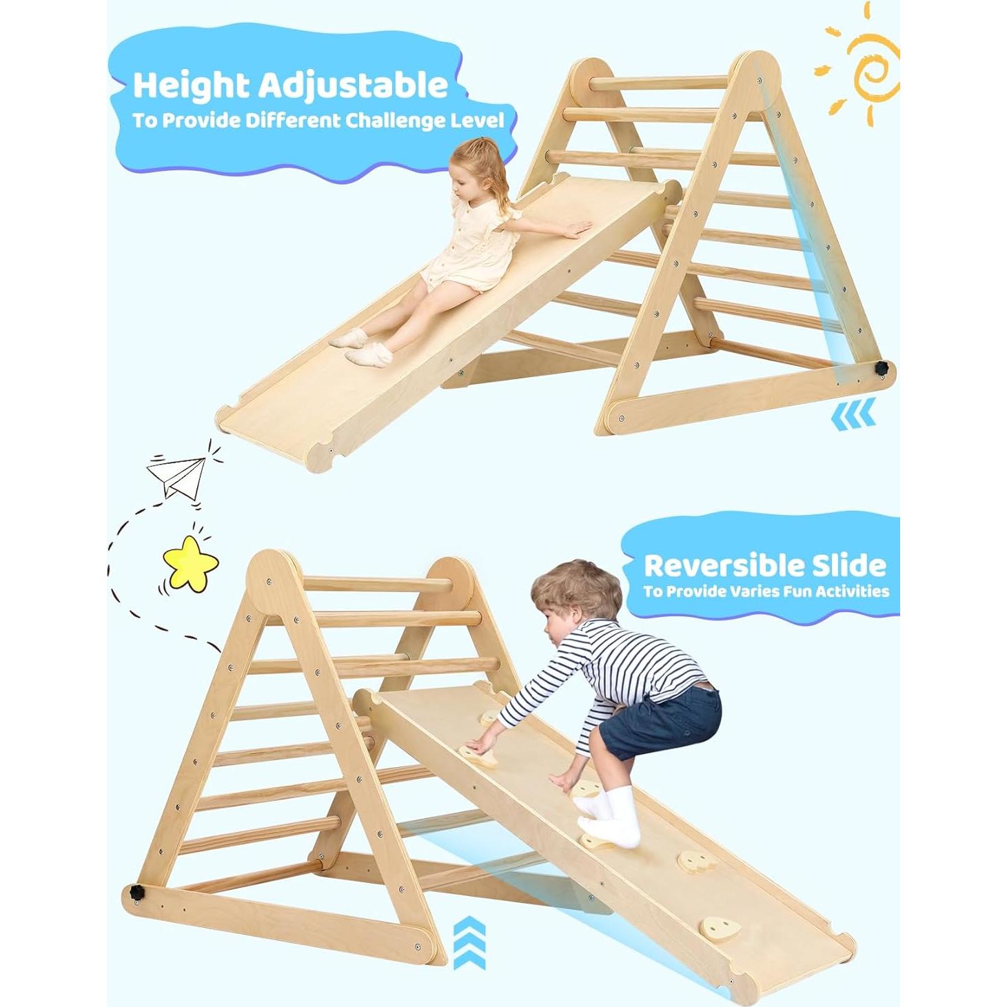 Conjunto Grande Triángulo Pikler YOLEO 7-en-1 para Niños 1-6 Años
