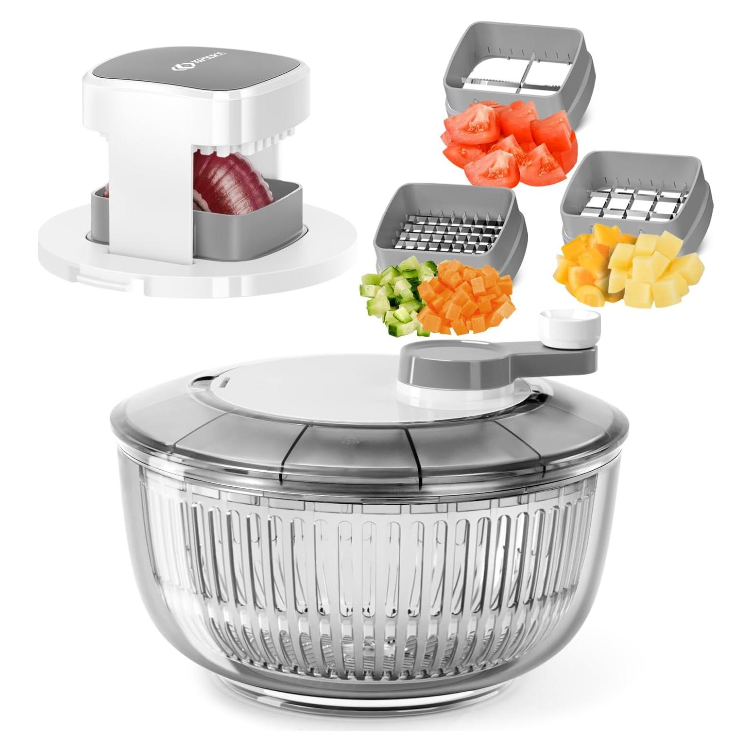 Centrifugadora y Picadora de Verduras KEOUKE 4.2Qt 3 Cuchillas