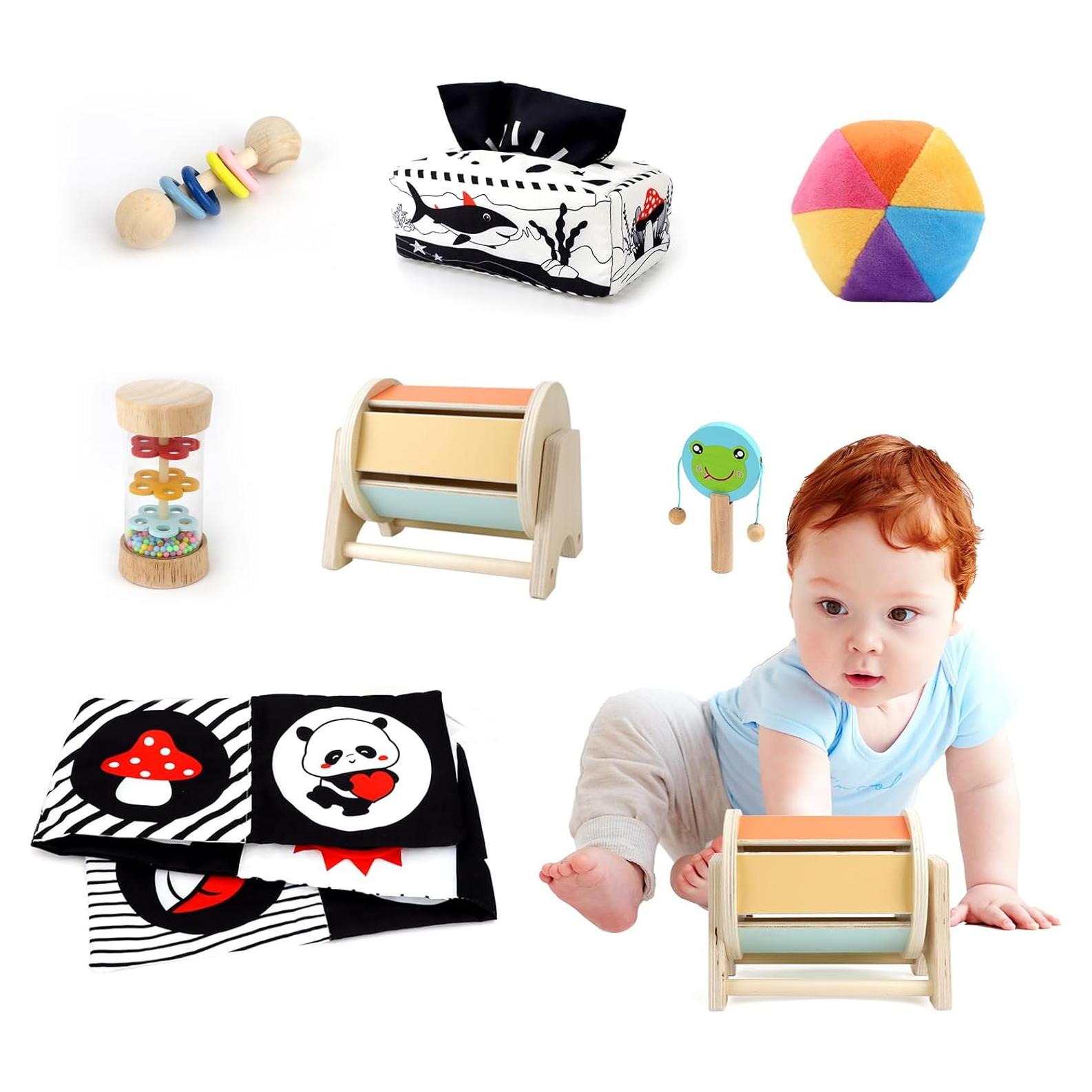 Set de Juguetes Montessori Dulsaera 7 en 1 para Bebés 0-6 Meses