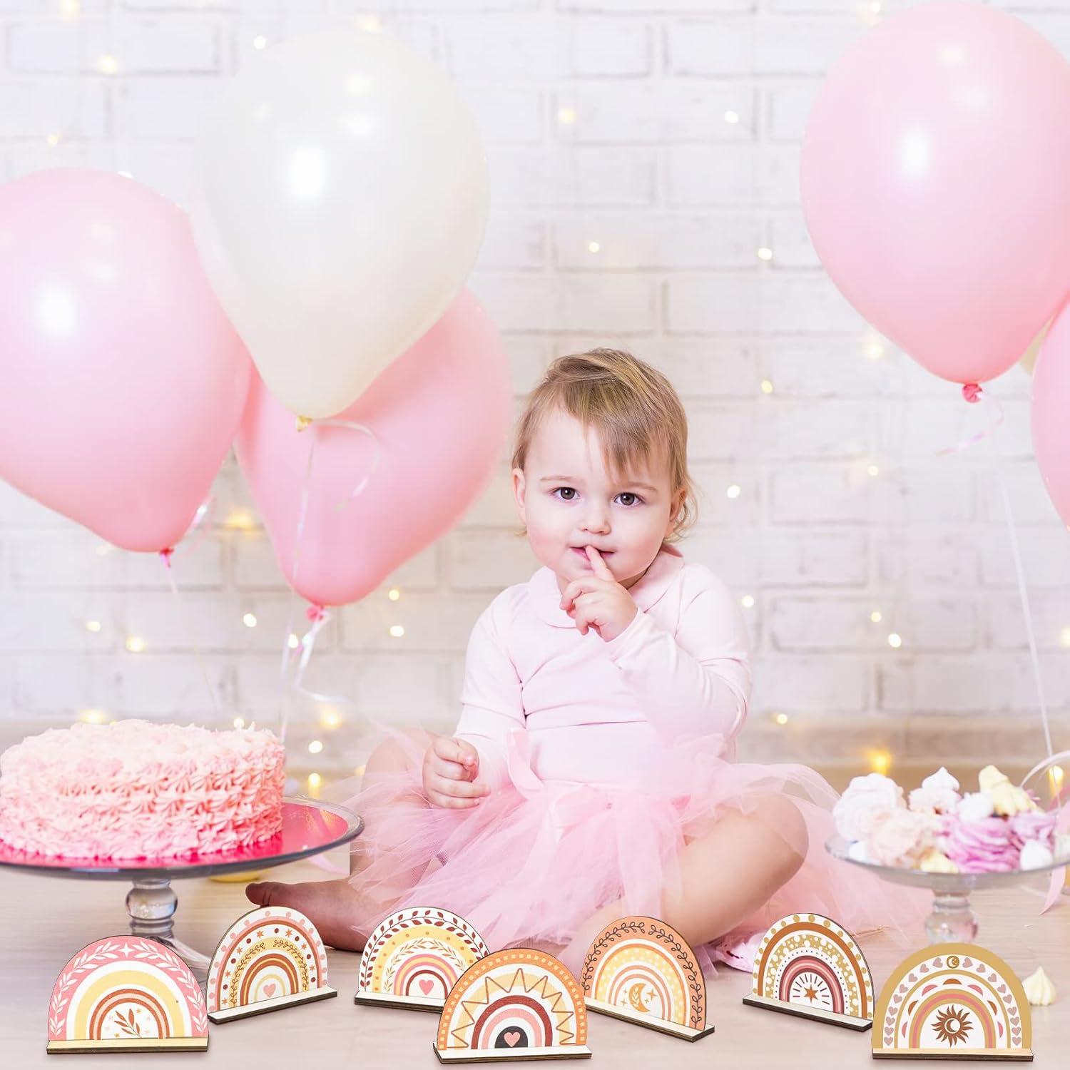 Centros de Mesa de Madera Arcoíris Geelin - 12 Pcs Boho