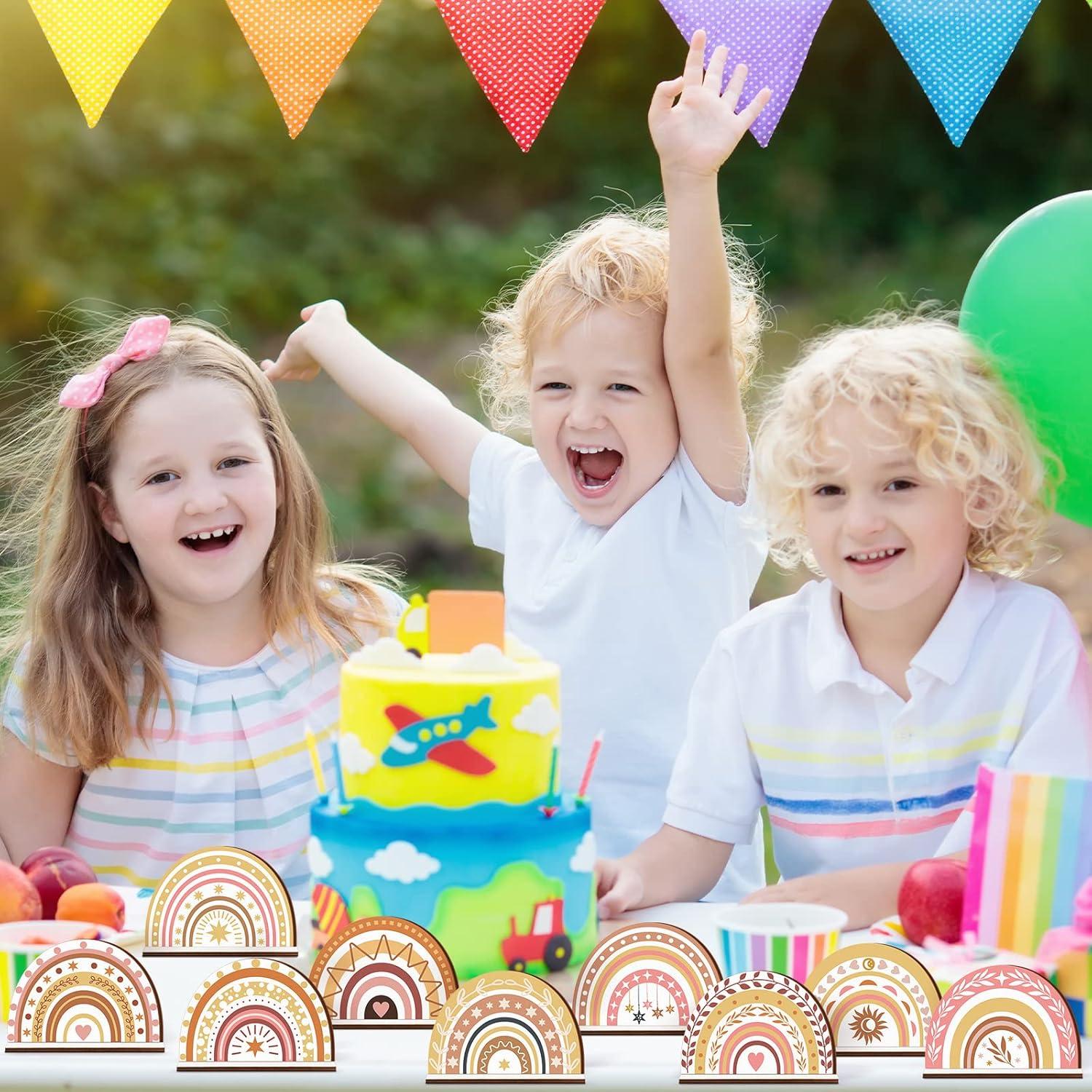 Centros de Mesa de Madera Arcoíris Geelin - 12 Pcs Boho