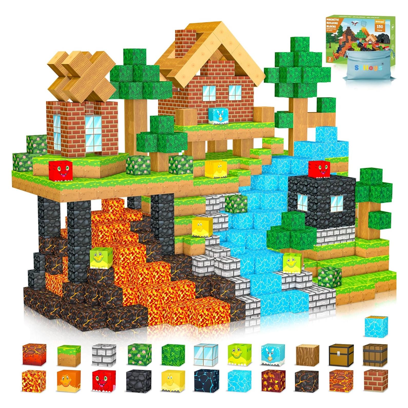 150 PCS Bloques Magnéticos de Dinosaurios Stlloys para Niños 3-8 Años