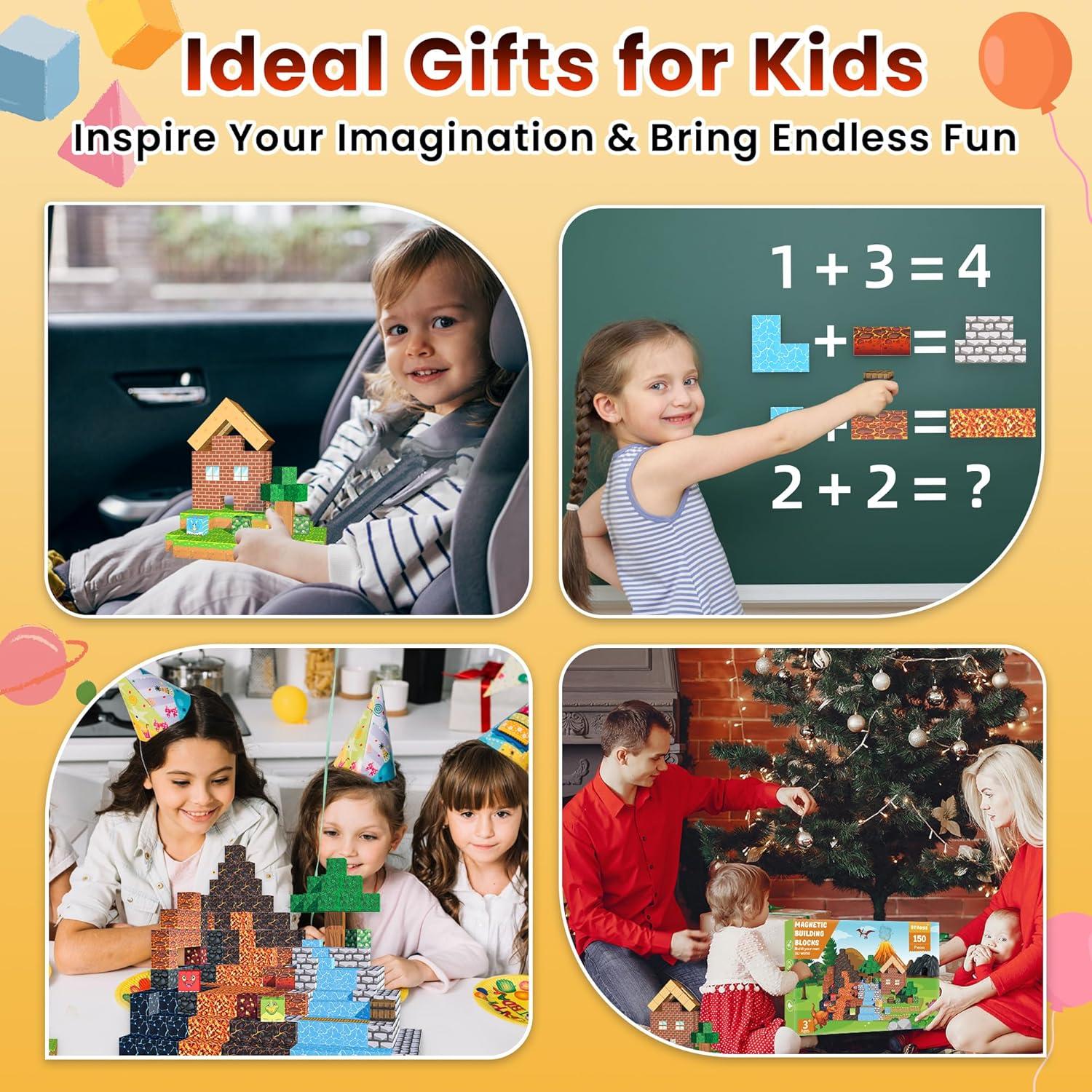 150 PCS Bloques Magnéticos de Dinosaurios Stlloys para Niños 3-8 Años