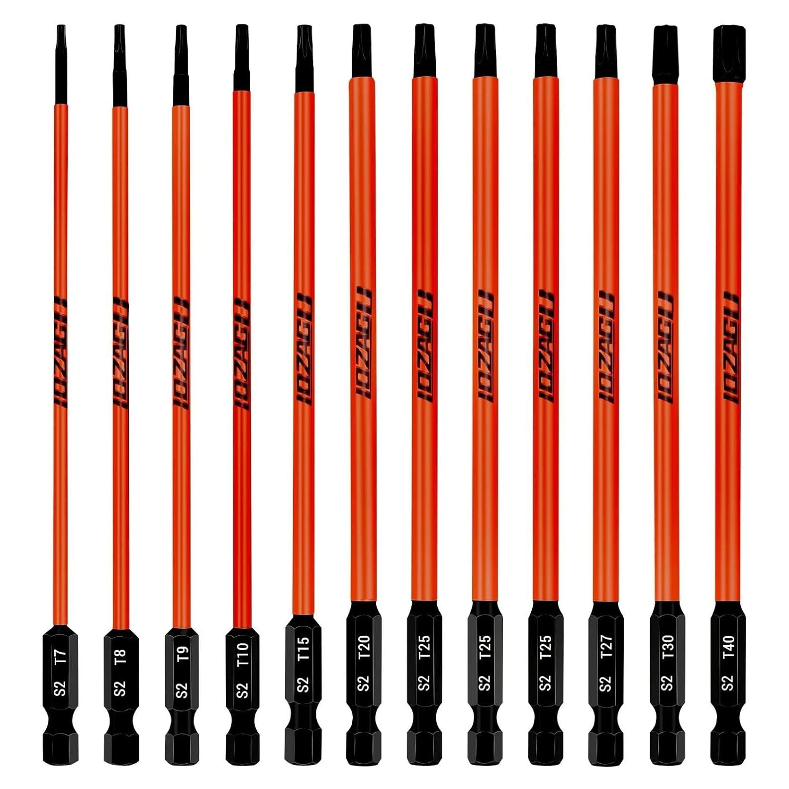 Juego de 12 Puntas Torx Largas LOZAGU 152mm Magnéticas