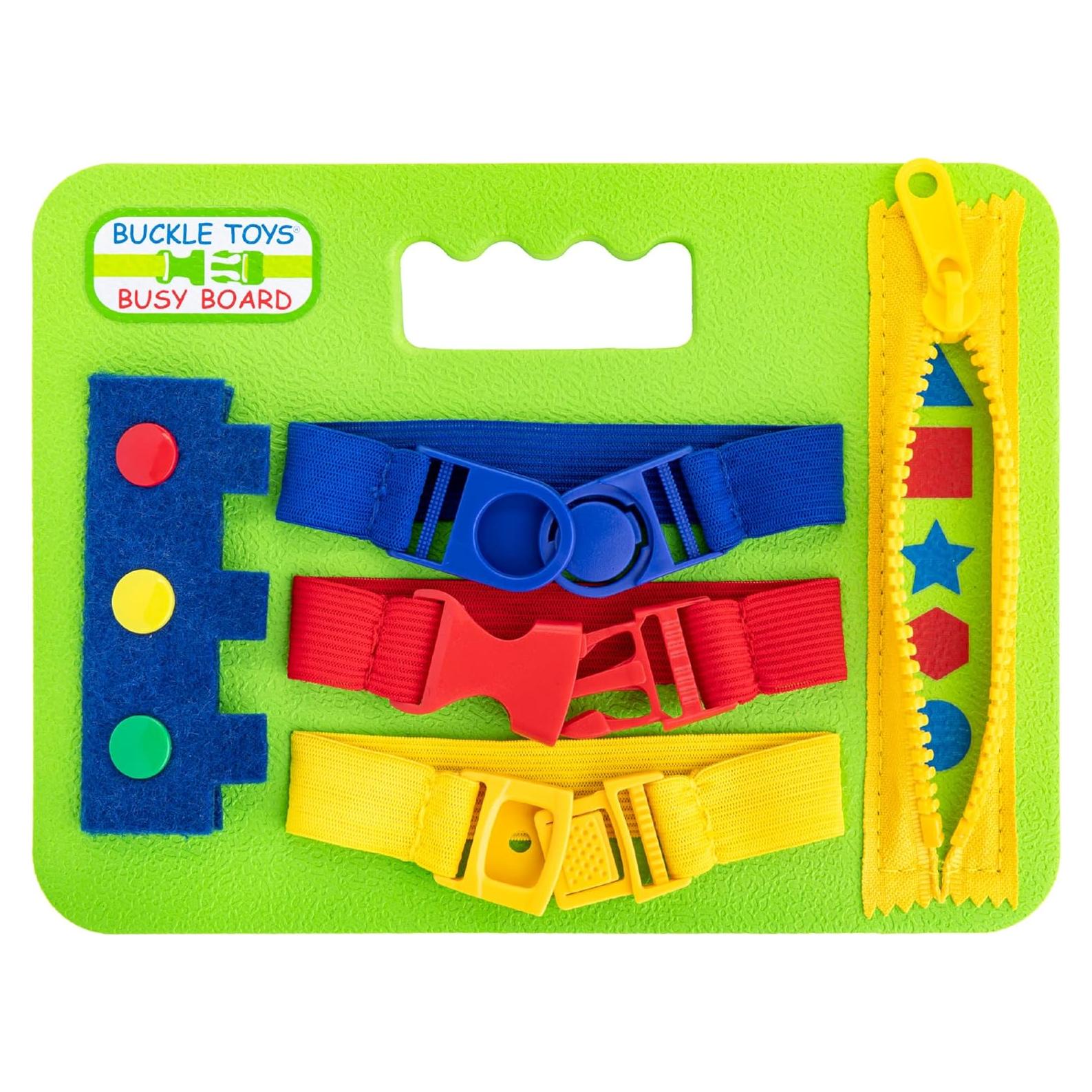Tablero Ocupado Mini Buckle Toys Verde - Juguete Montessori 20x15cm