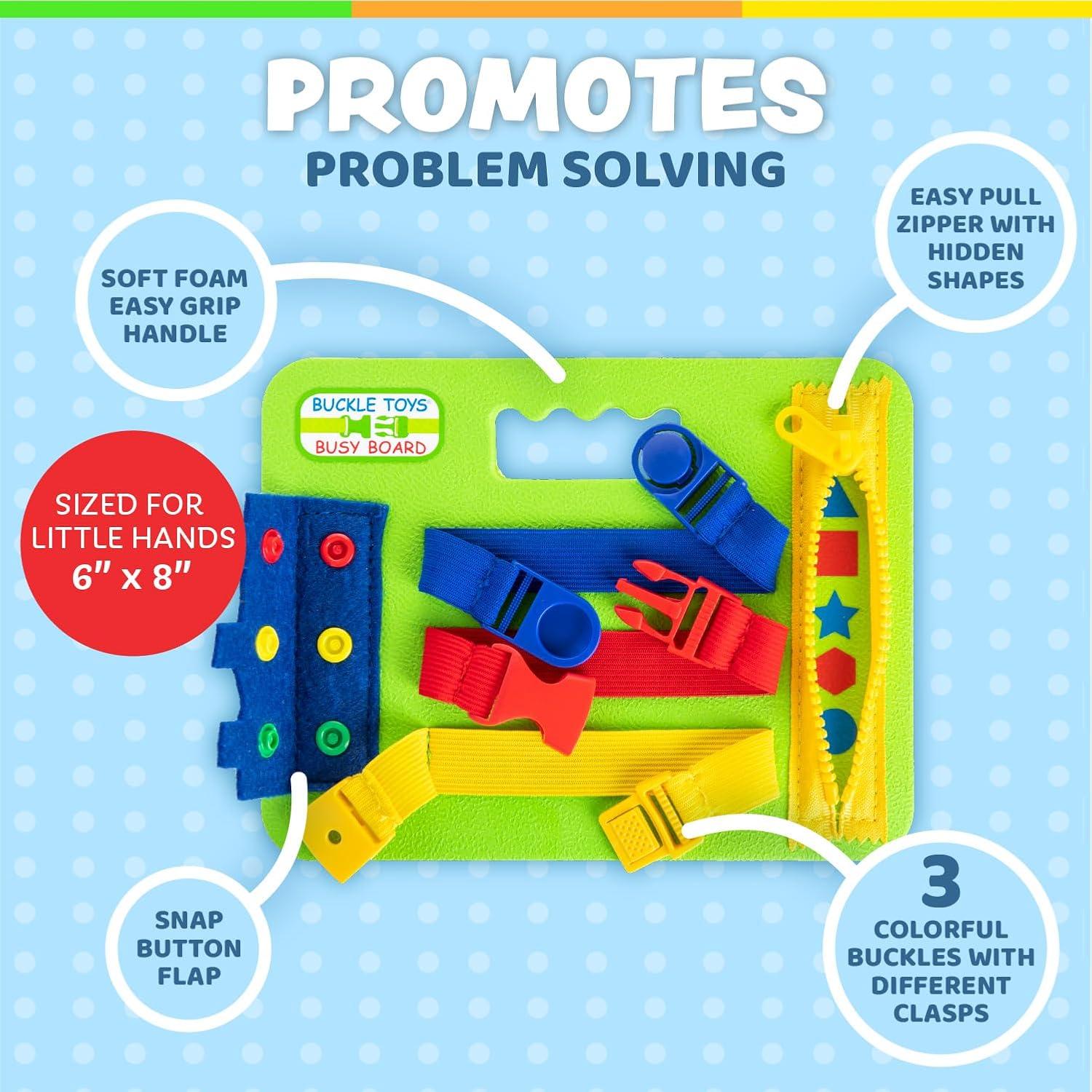 Tablero Ocupado Mini Buckle Toys Verde - Juguete Montessori 20x15cm