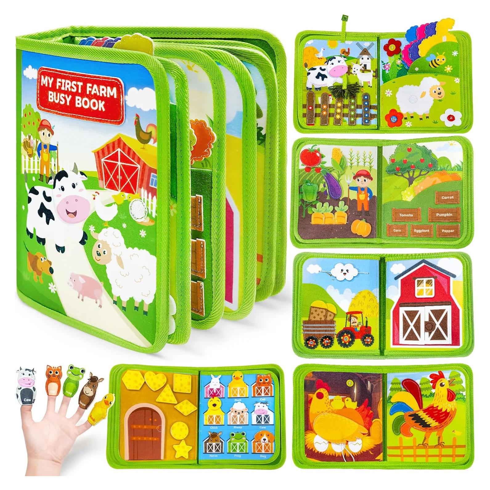 Libro Ocupado Montessori Gagule 10 Páginas Granja 1-3 Años