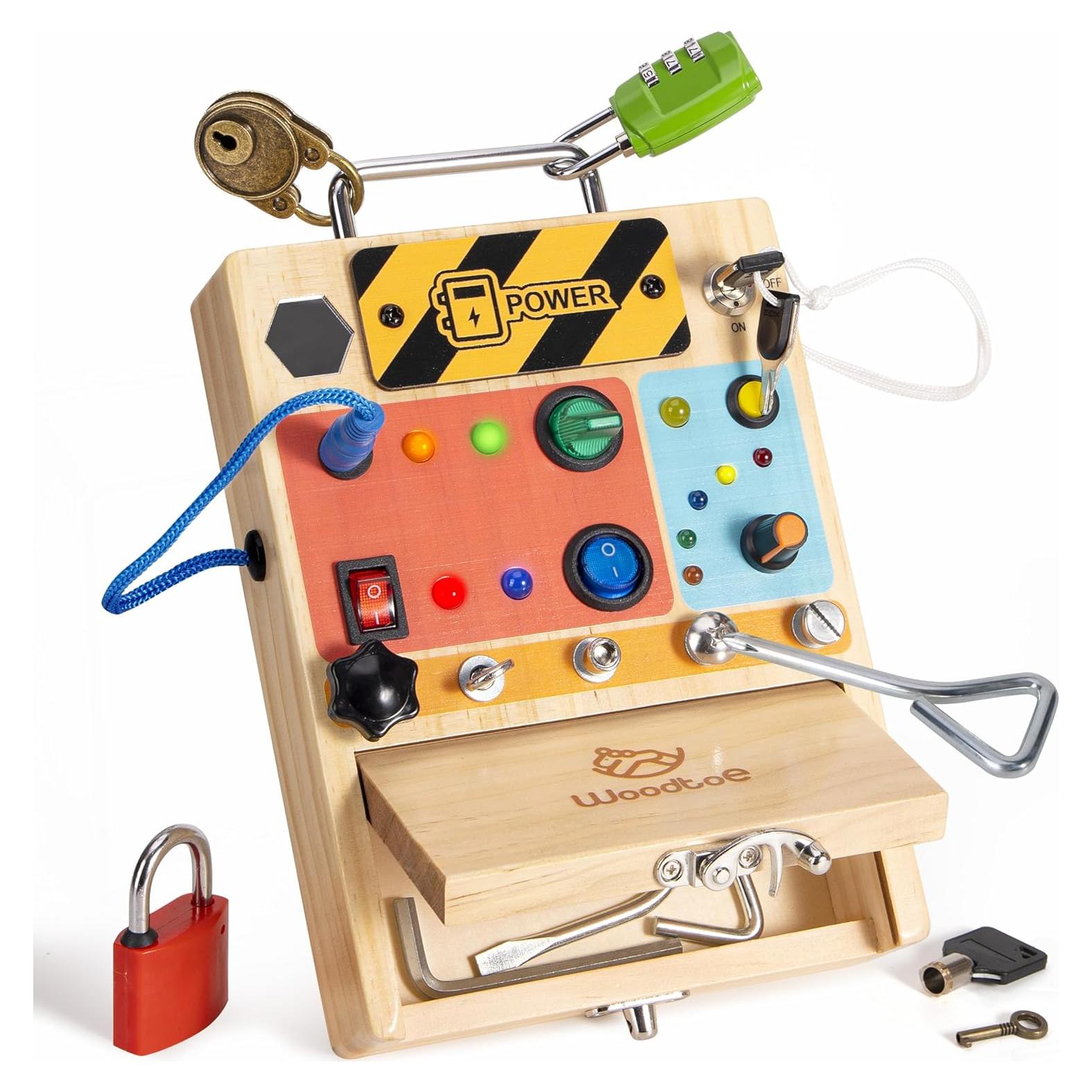 Tablero Ocupado 3-en-1 Woodtoe con Luz LED para Niños