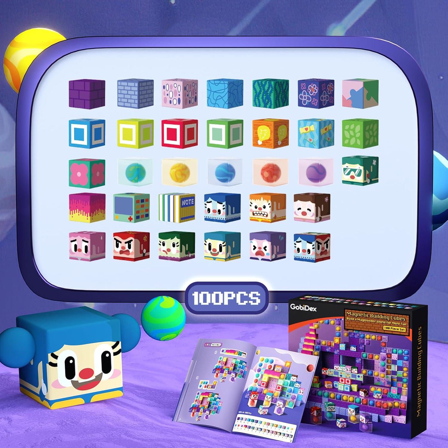 Bloques Magnéticos de Construcción GobiDex 100PCS para Niños 3+