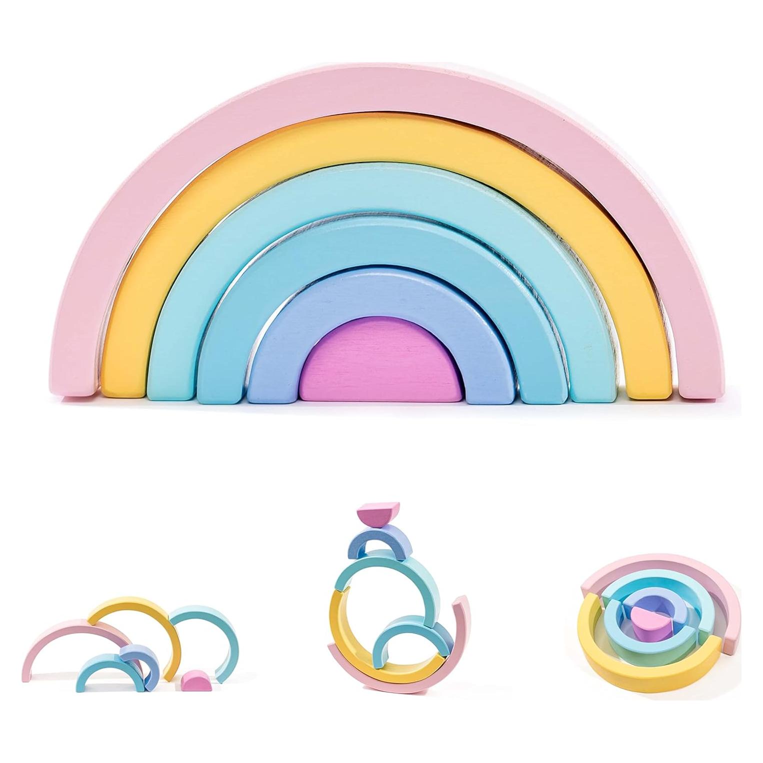 Bloques de Madera JumpOff Jo - Set Arcoíris 6 Piezas Montessori