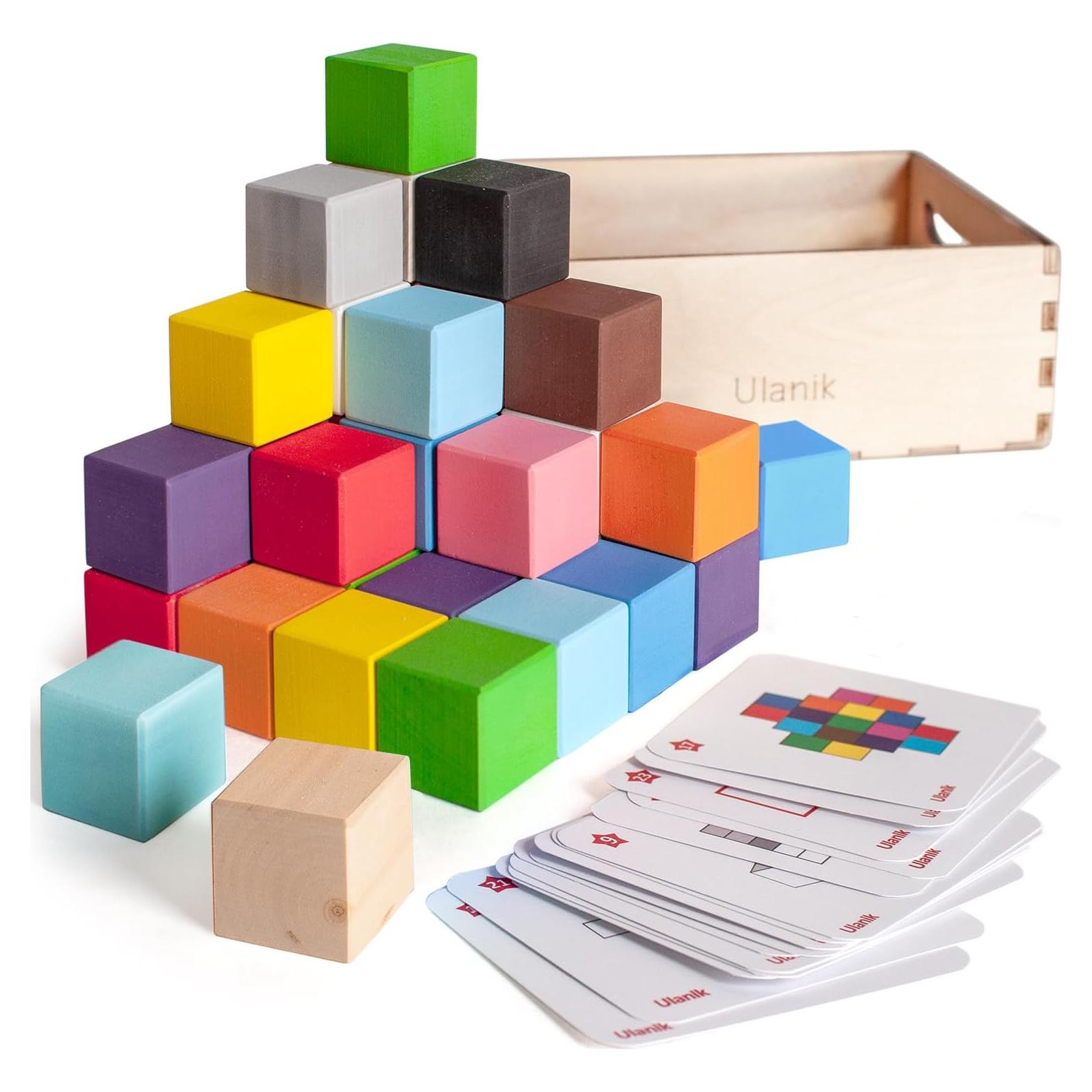 Juguetes Montessori Ulanik - Cubos de Madera 40 pcs 3 cm