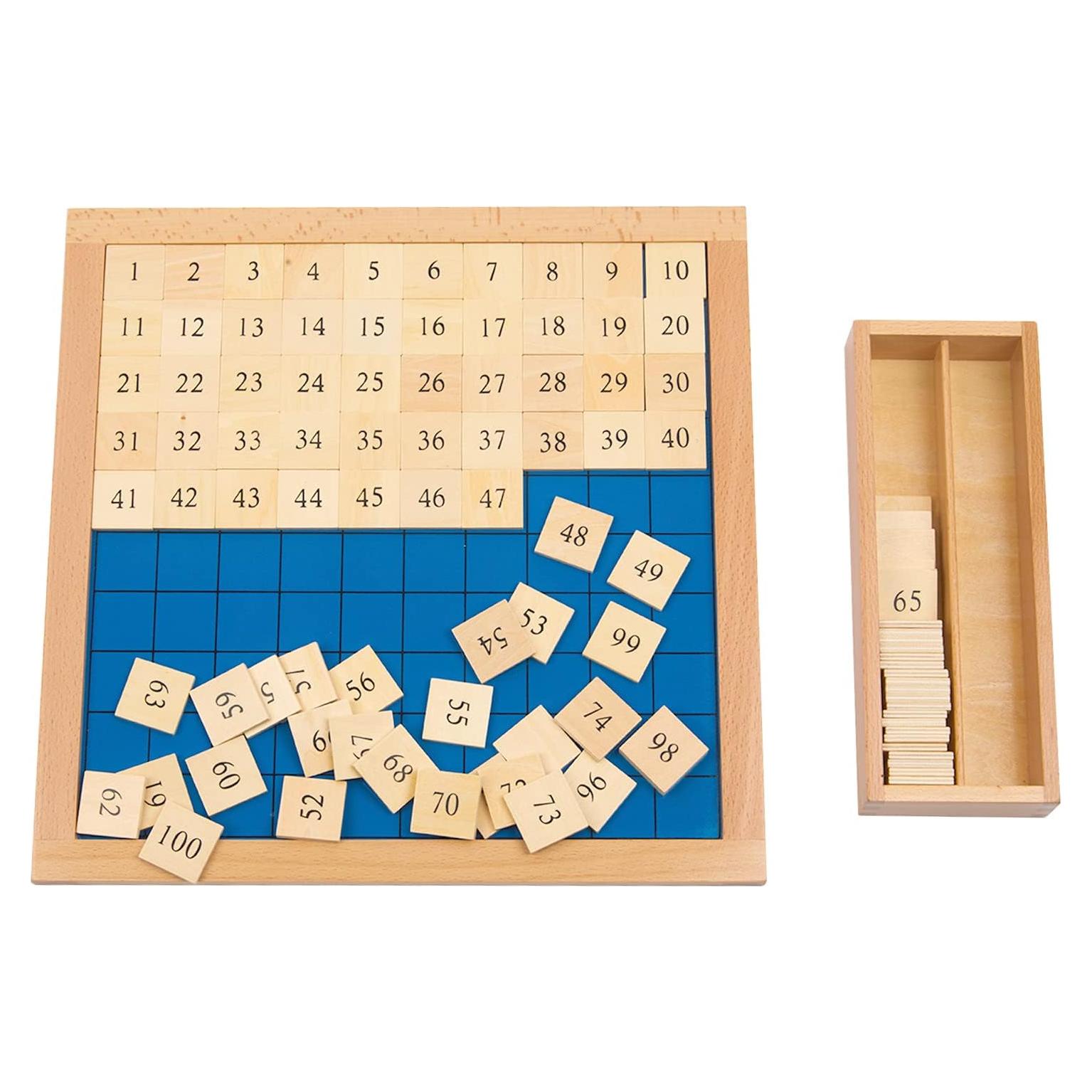 Tablero de Números Montessori 100 - Juguete Educativo 34.8 cm