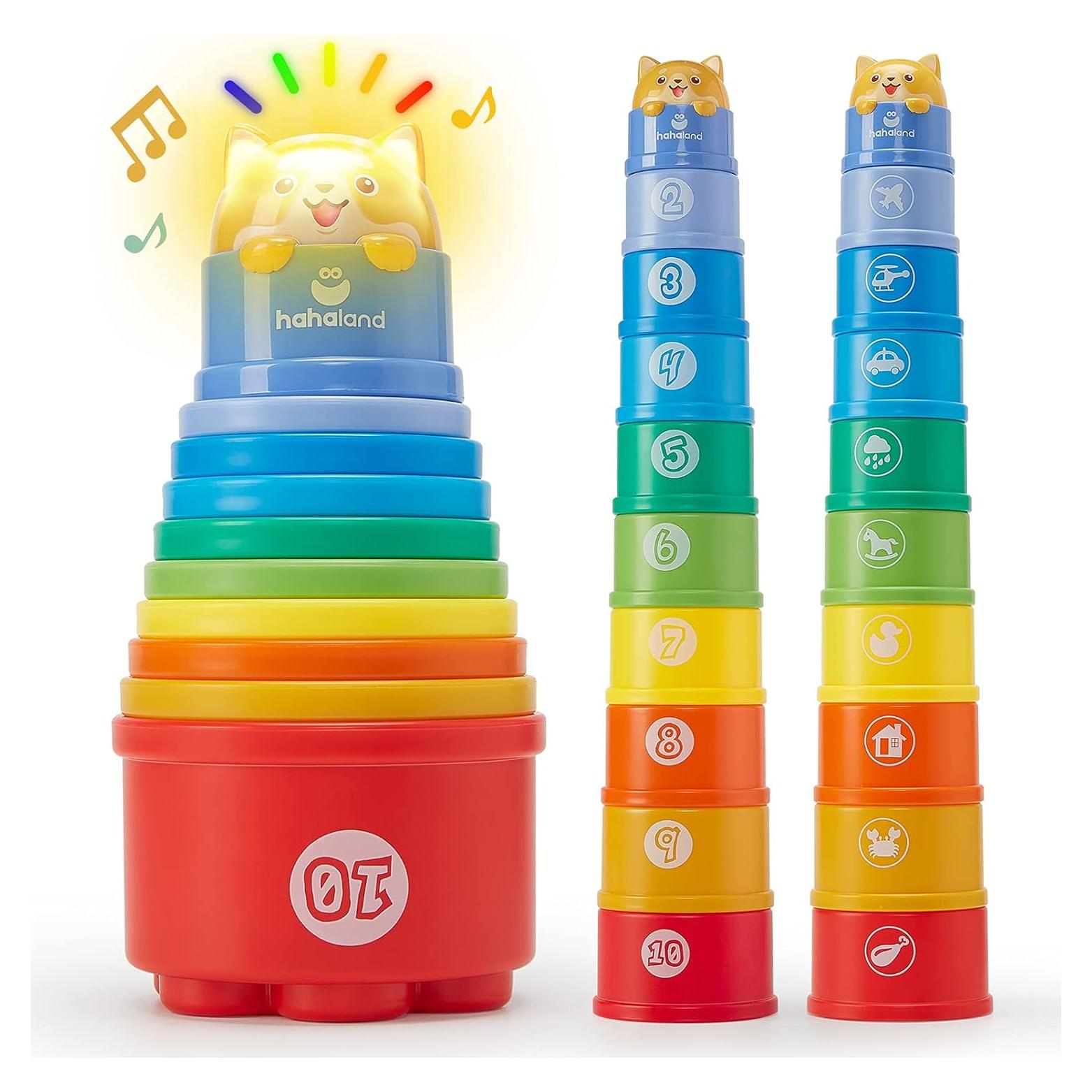 Tazas Apilables Hahaland con Luz y Sonido para Bebés 10 Piezas