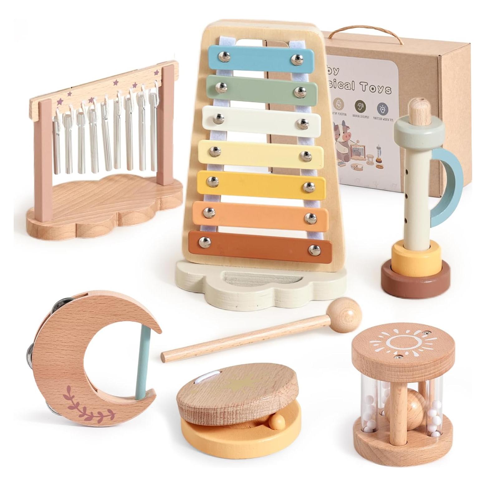Juego de Instrumentos Musicales de Madera Promise Babe para Niños