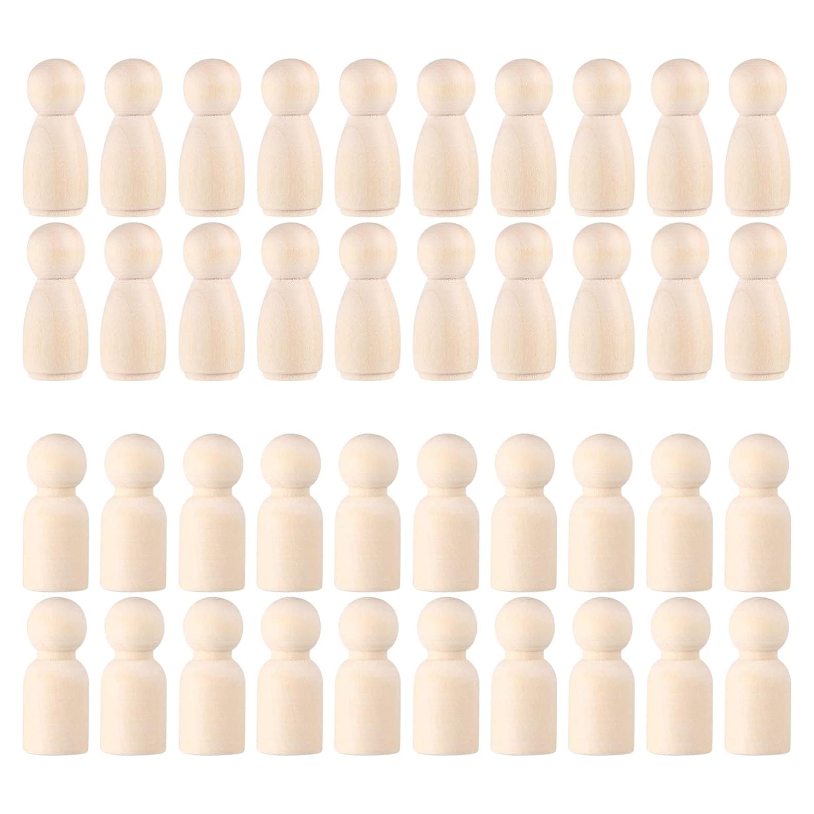 40 Figuras de Muñeca de Clavo de Madera NUOBESTY para Pintura DIY