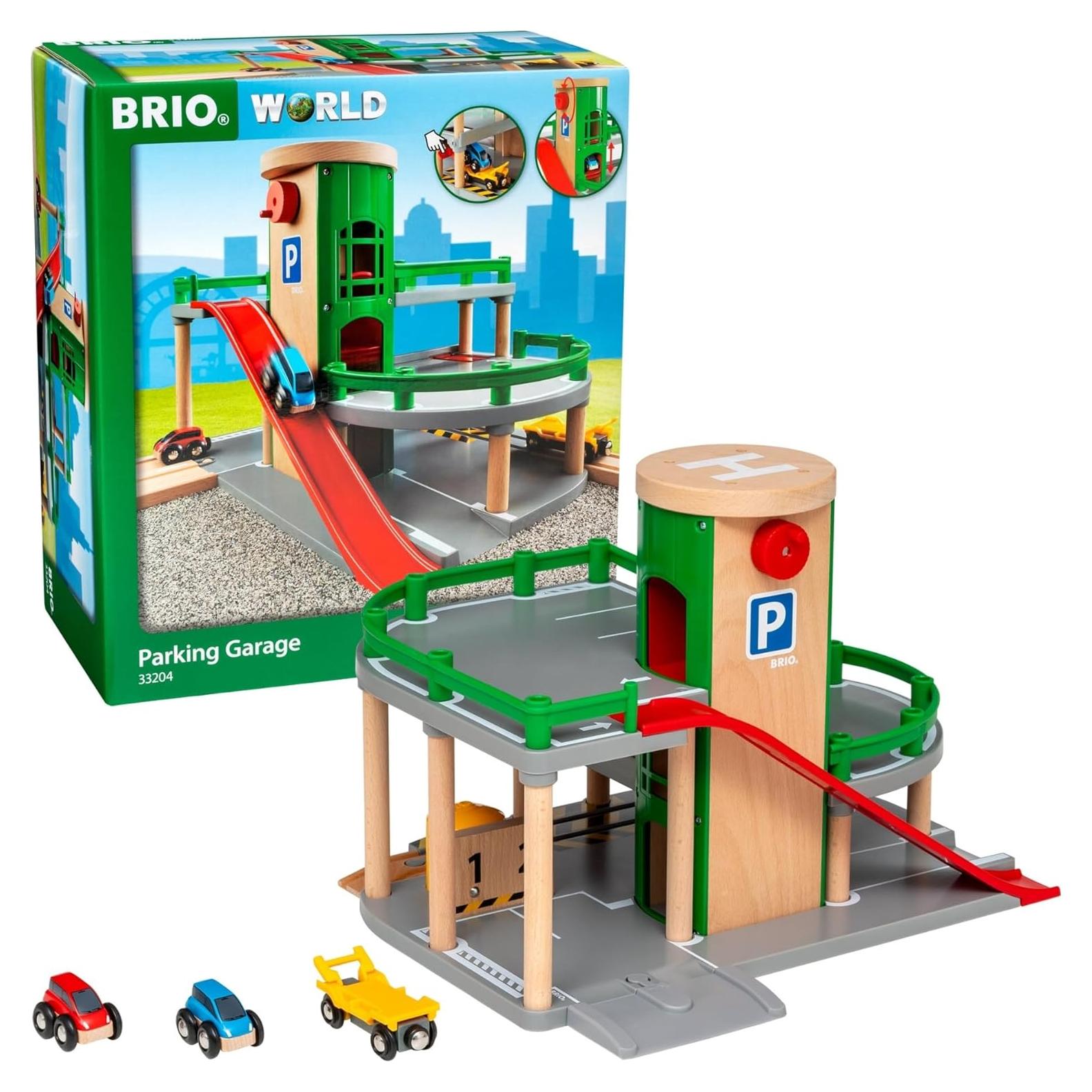 Garaje de Estacionamiento BRIO World - Madera 7 Piezas 2 Coches
