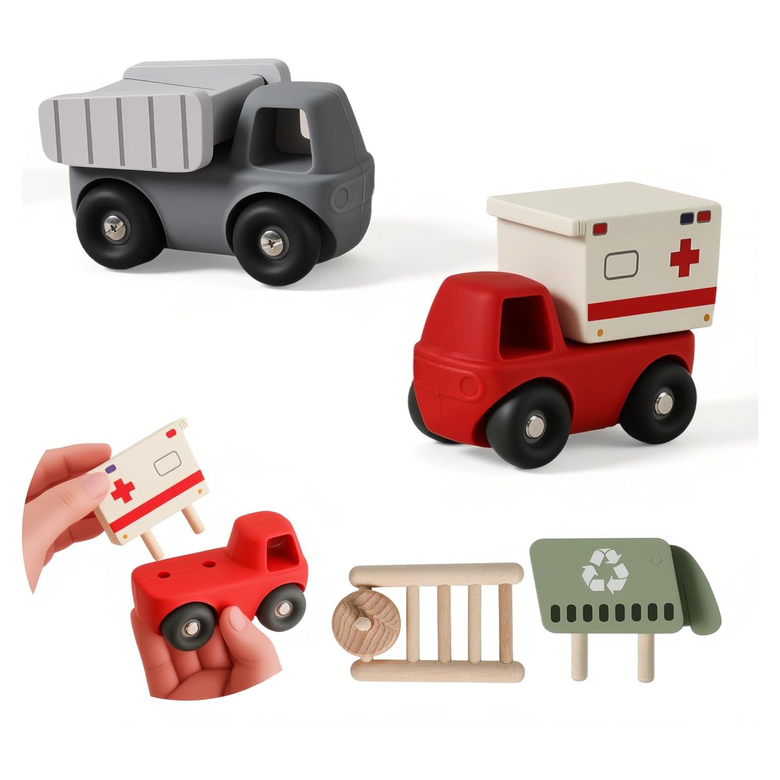 Juego de Juguetes de Vehículos de Madera 6 PCS - WOODEN TEETHER