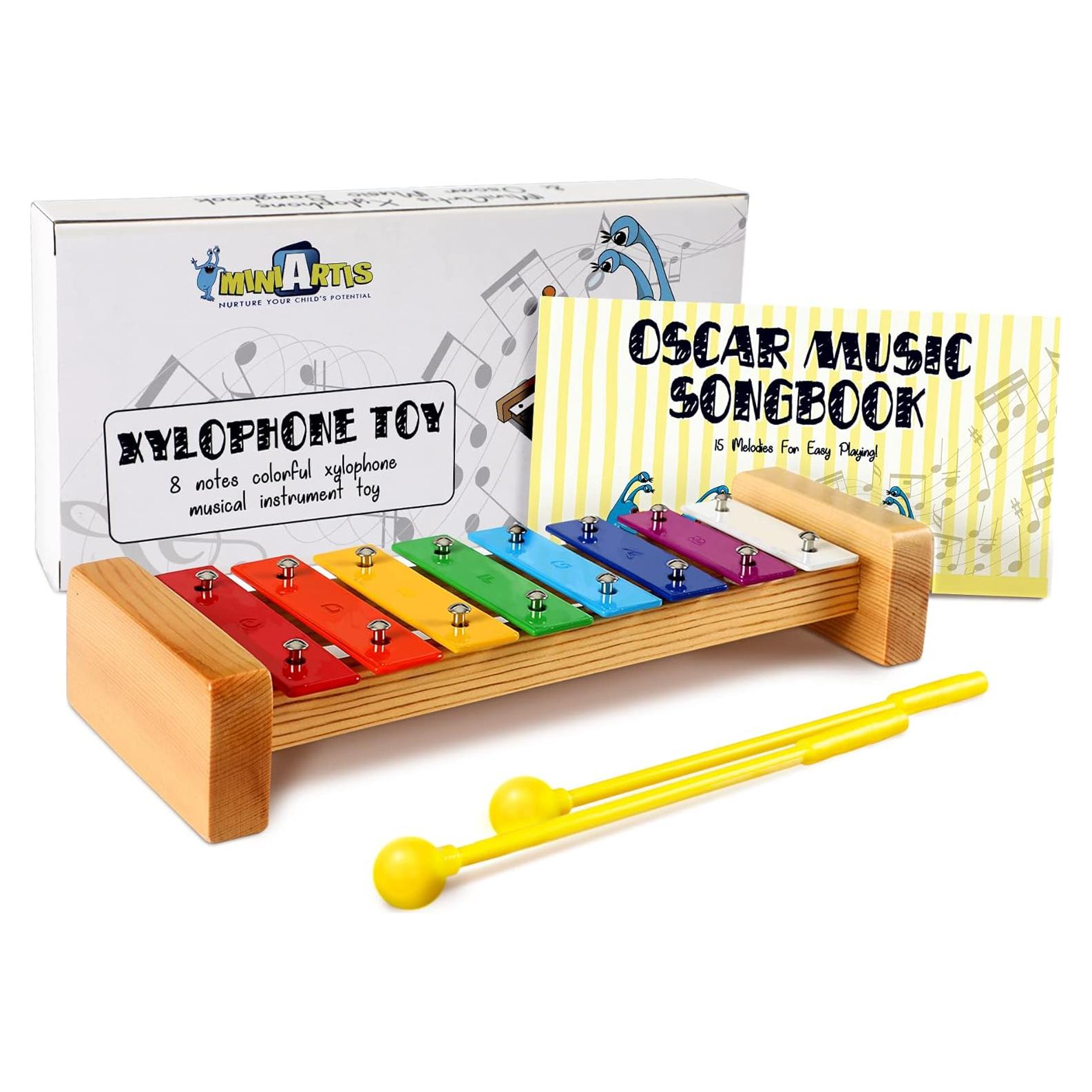 Xilófono de Madera MiniArtis para Niños 1-3 Años con 15 Canciones