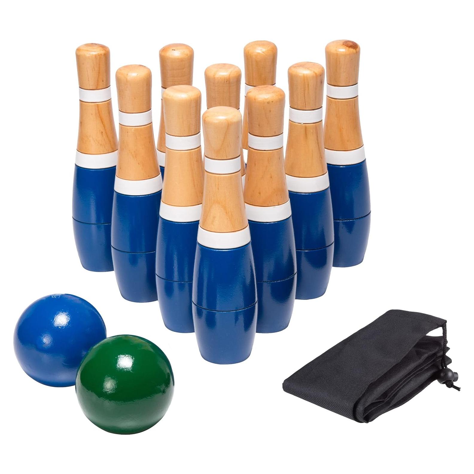 Set de Bolos de Madera Hey Play 13 Piezas para Niños y Adultos