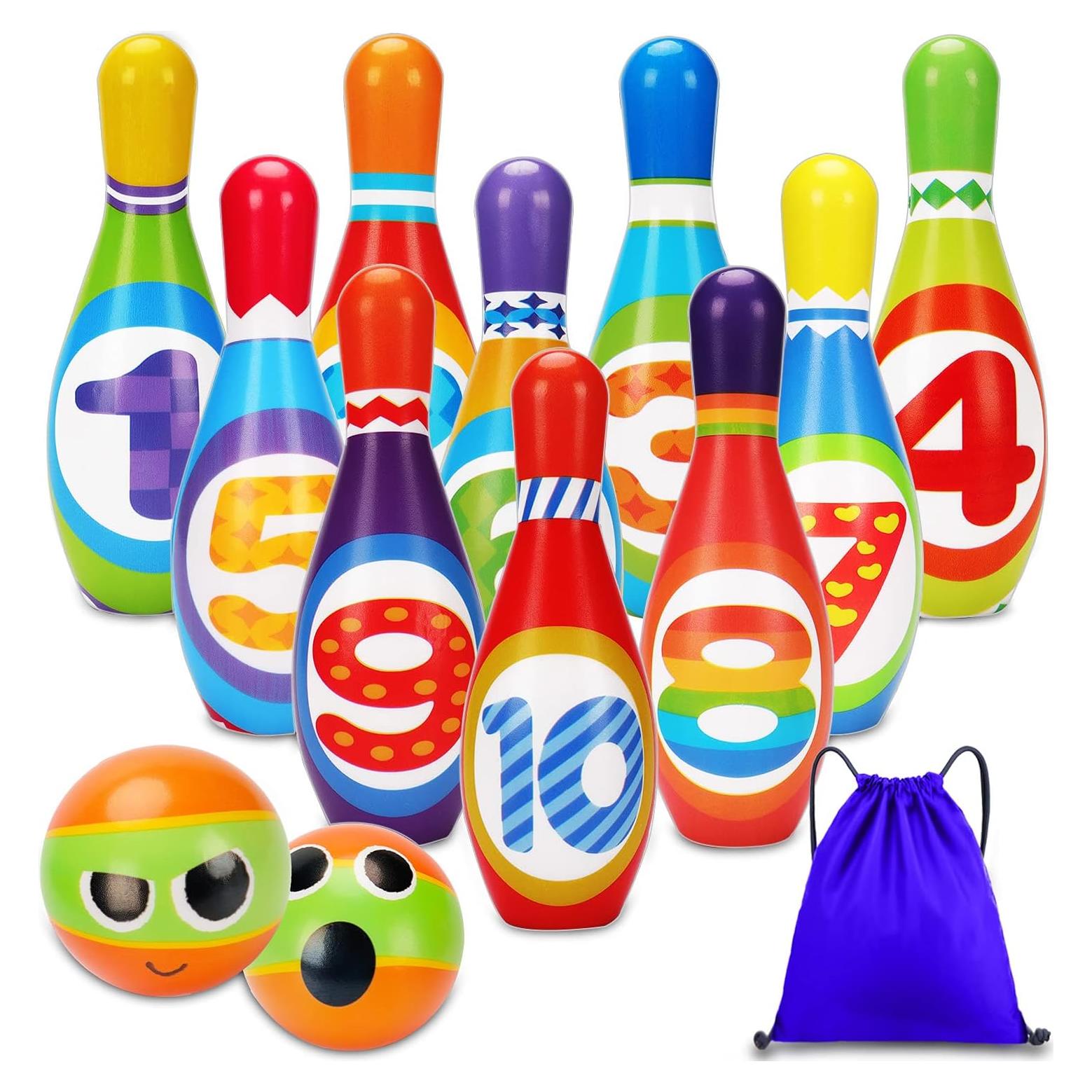 Juego de Bolos Interior para Niños AugToy 10 Pinos Coloridos