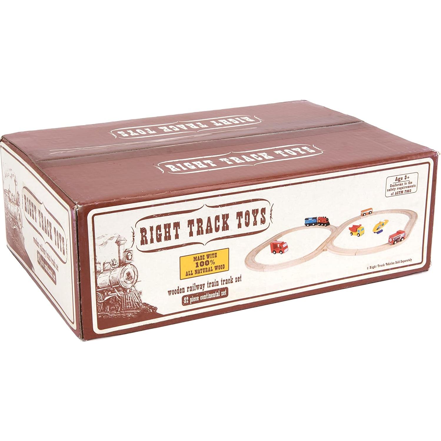Juego de Pistas de Tren de Madera Right Track 52 Piezas