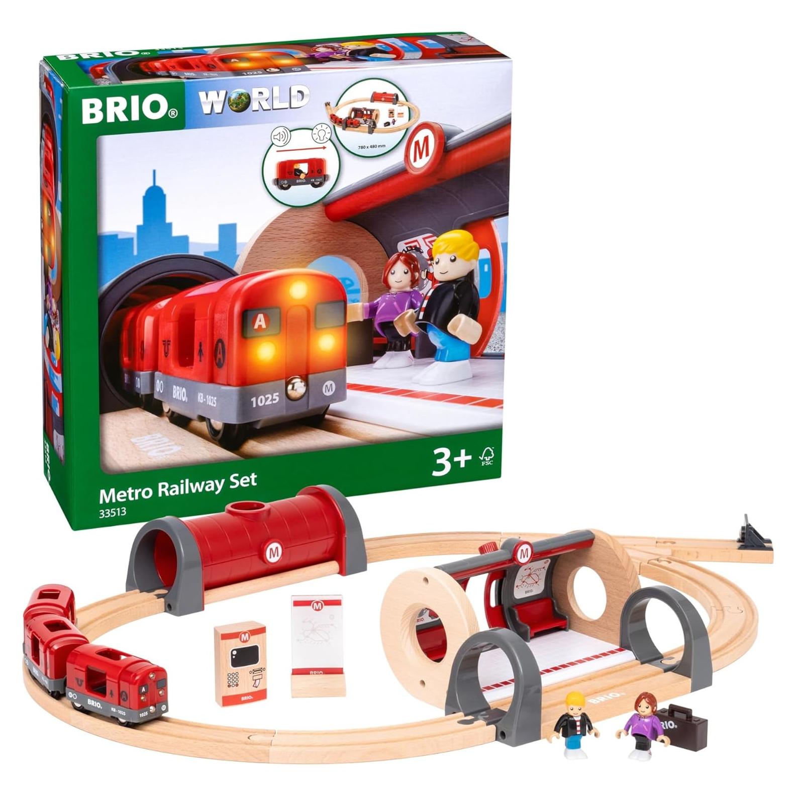 Conjunto de Ferrocarril Metro BRIO 20 Piezas con Luz y Sonido