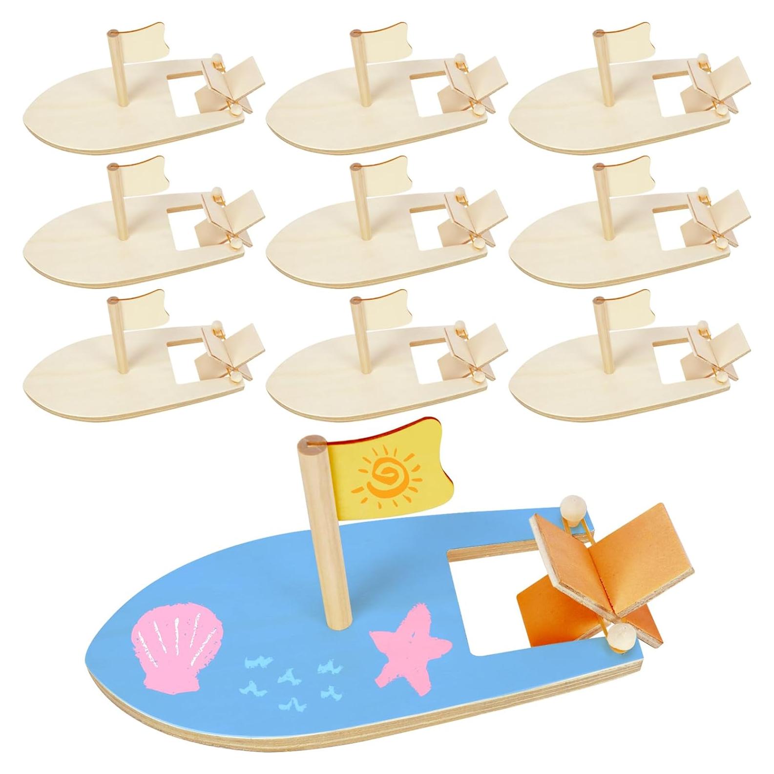 Kits de Barcos de Madera DIY Amersumer - 10 Pcs para Pintar