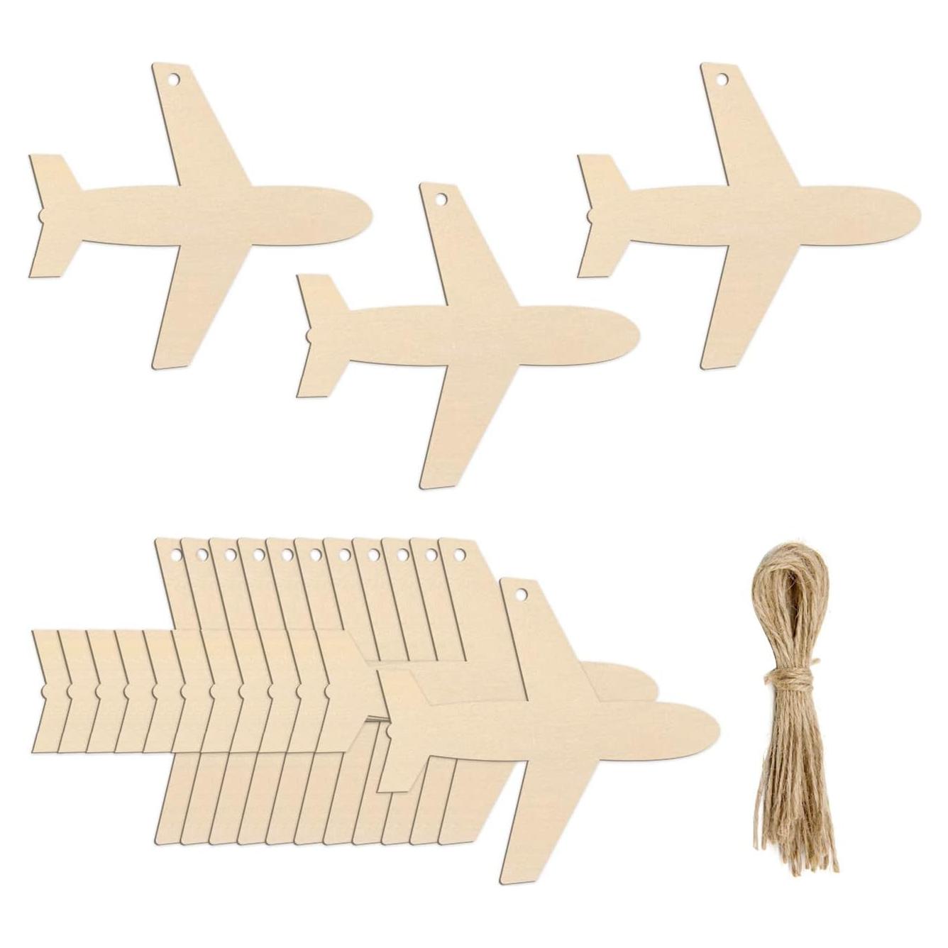 20 Recortes de Madera en Forma de Avión JANOU 10x9 cm