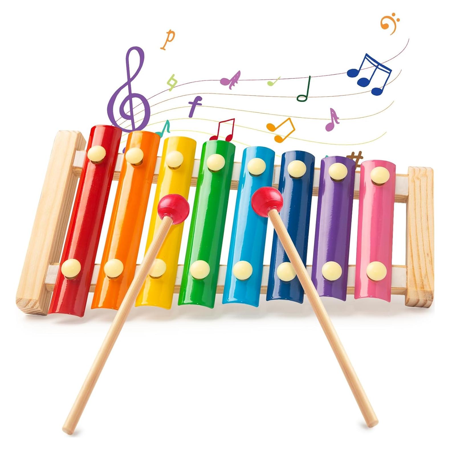 Xilófono Musical de Madera LovesTown, 8 Teclas Arcoíris, Educativo