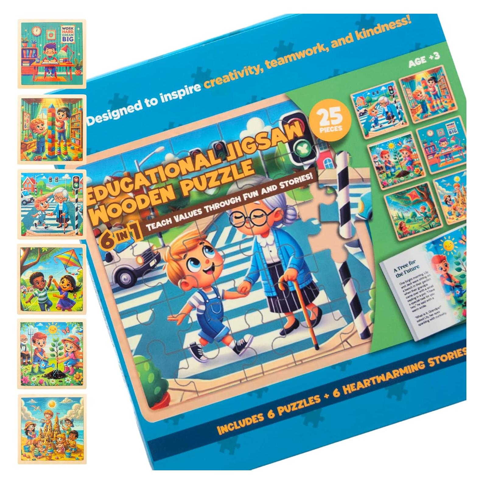 Set de 6 Rompecabezas de Madera Educativos Zeitholz - 25 Piezas