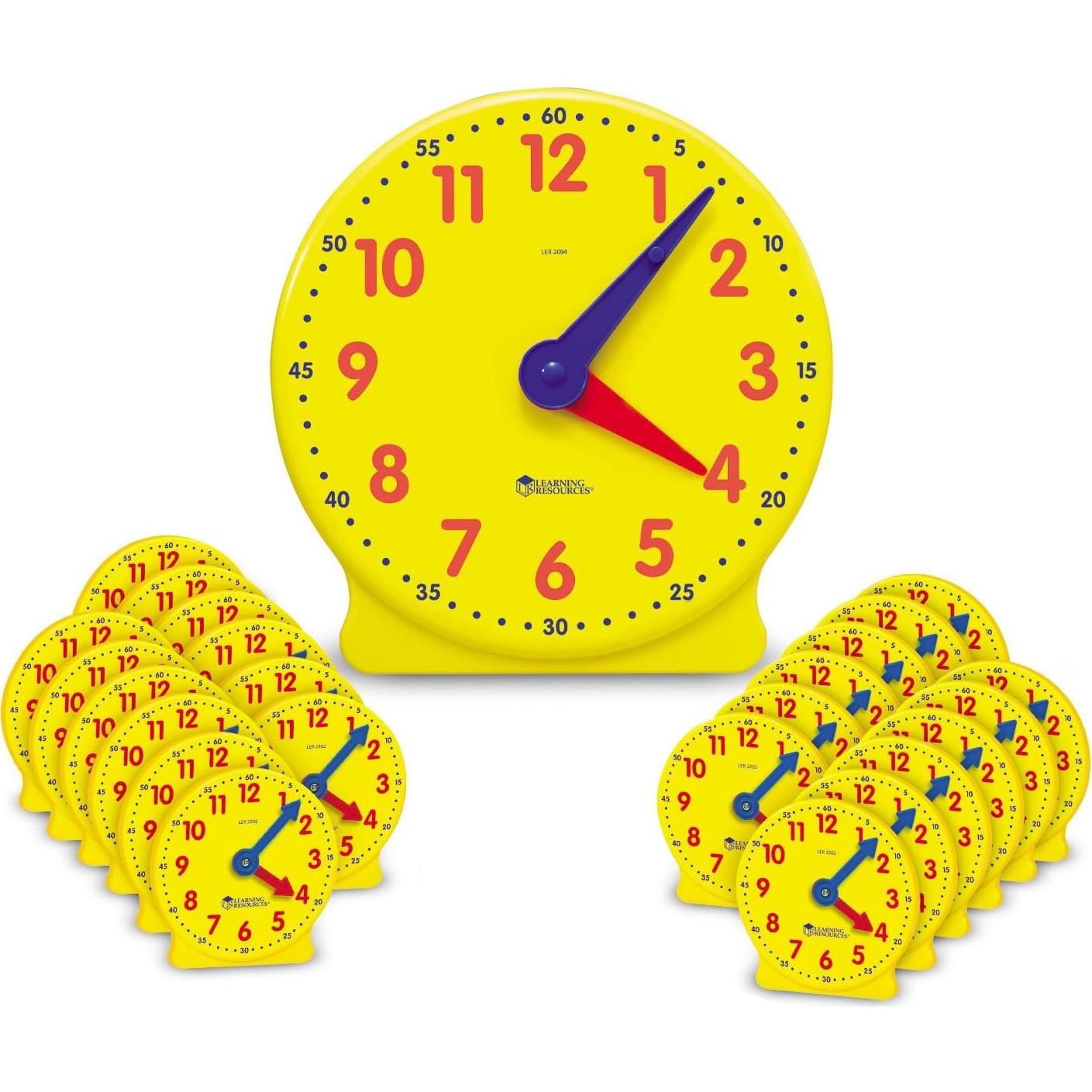Learning Resources Classroom Clock Kit - Preschool Must Have, Teaching Time Activity , About Flash Time Cards, Montessori Toys, Math Manipulatives, Gifts for Boys and Girls, Toddler Activities