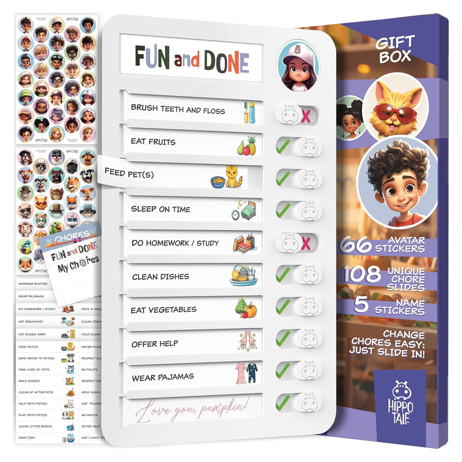 Tabla de Tareas Magnética para Niños Hippotale - 120 Tarjetas