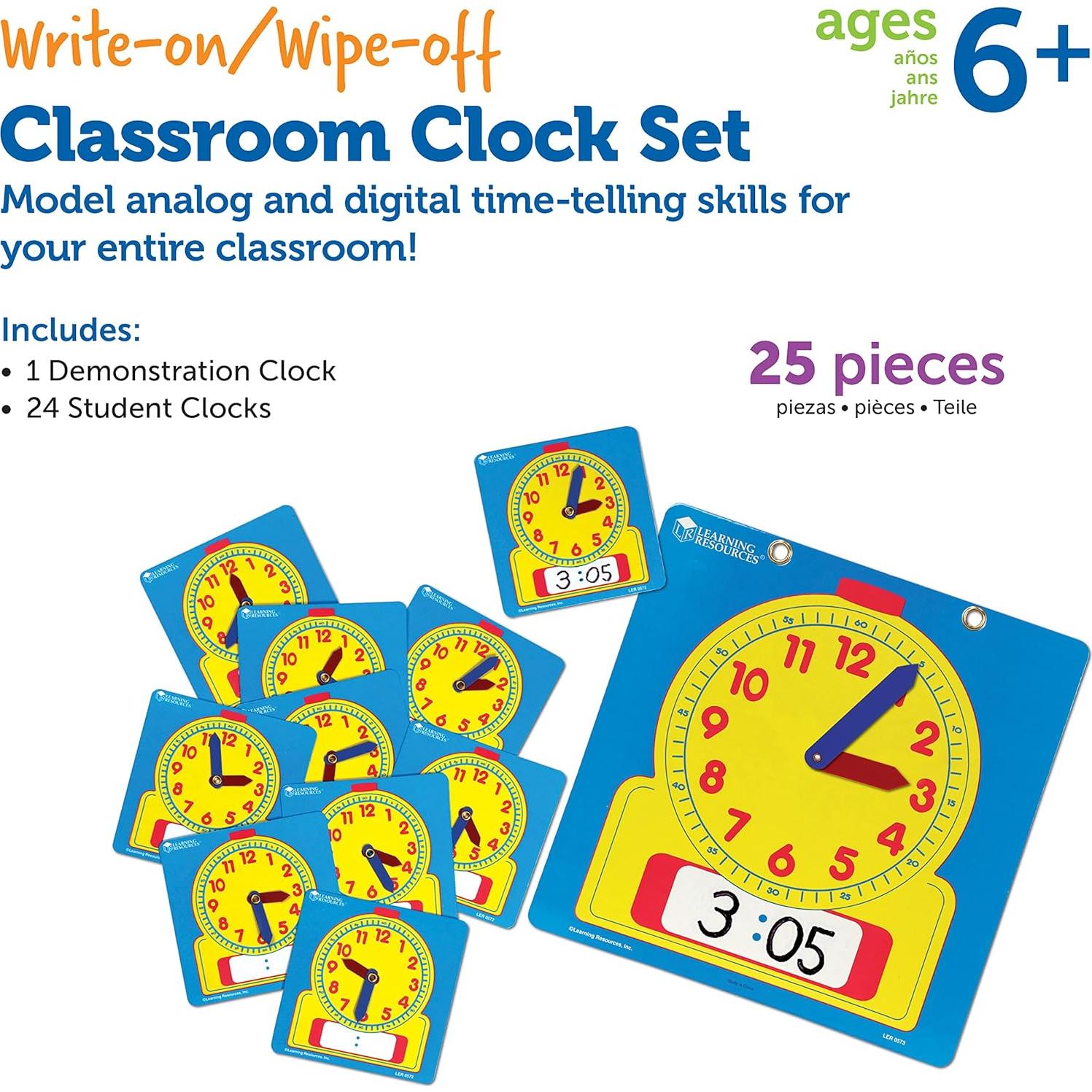 Juego de Relojes para Escribir y Borrar Learning Resources - 25 Piezas