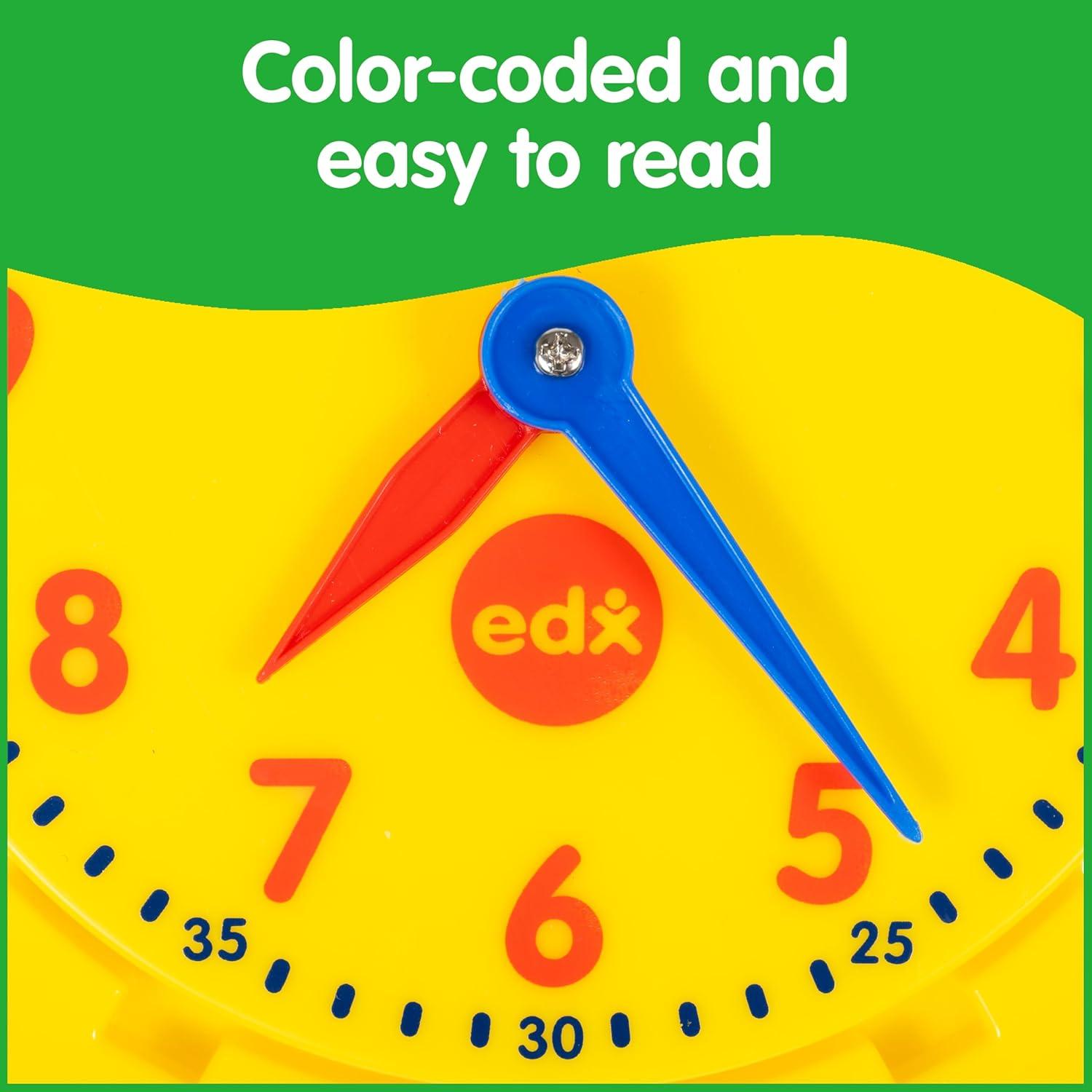 Conjunto de Reloj de Aprendizaje Edx Education | 8 Tarjetas Doble Cara y 25 Didácticas