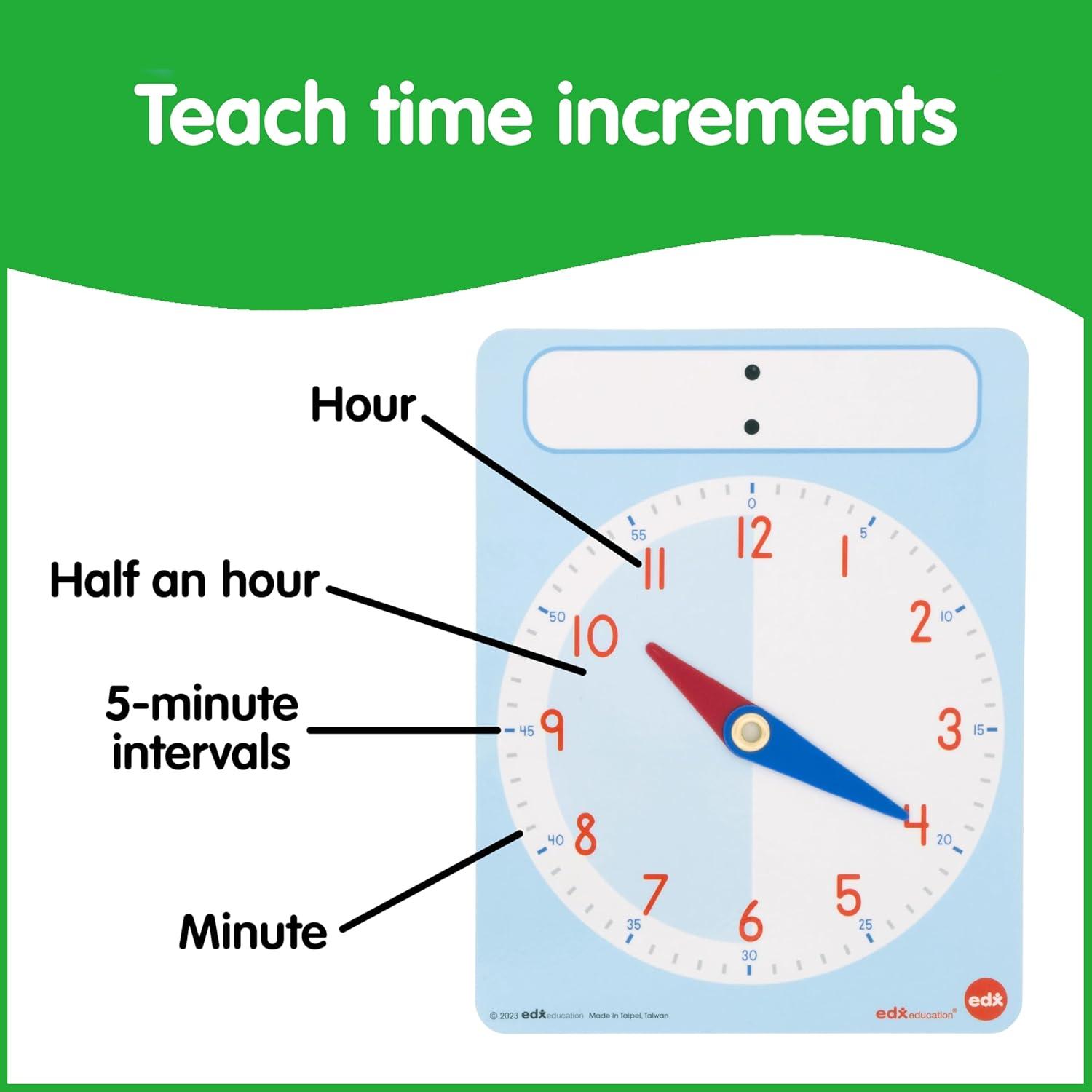 Conjunto de Reloj de Aprendizaje Edx Education | 8 Tarjetas Doble Cara y 25 Didácticas
