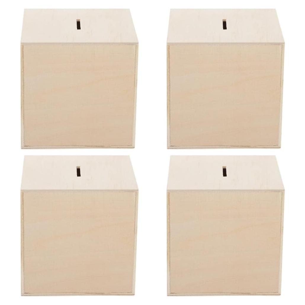 Alcancía de Madera Vaguelly 4 Piezas DIY 10x10 cm