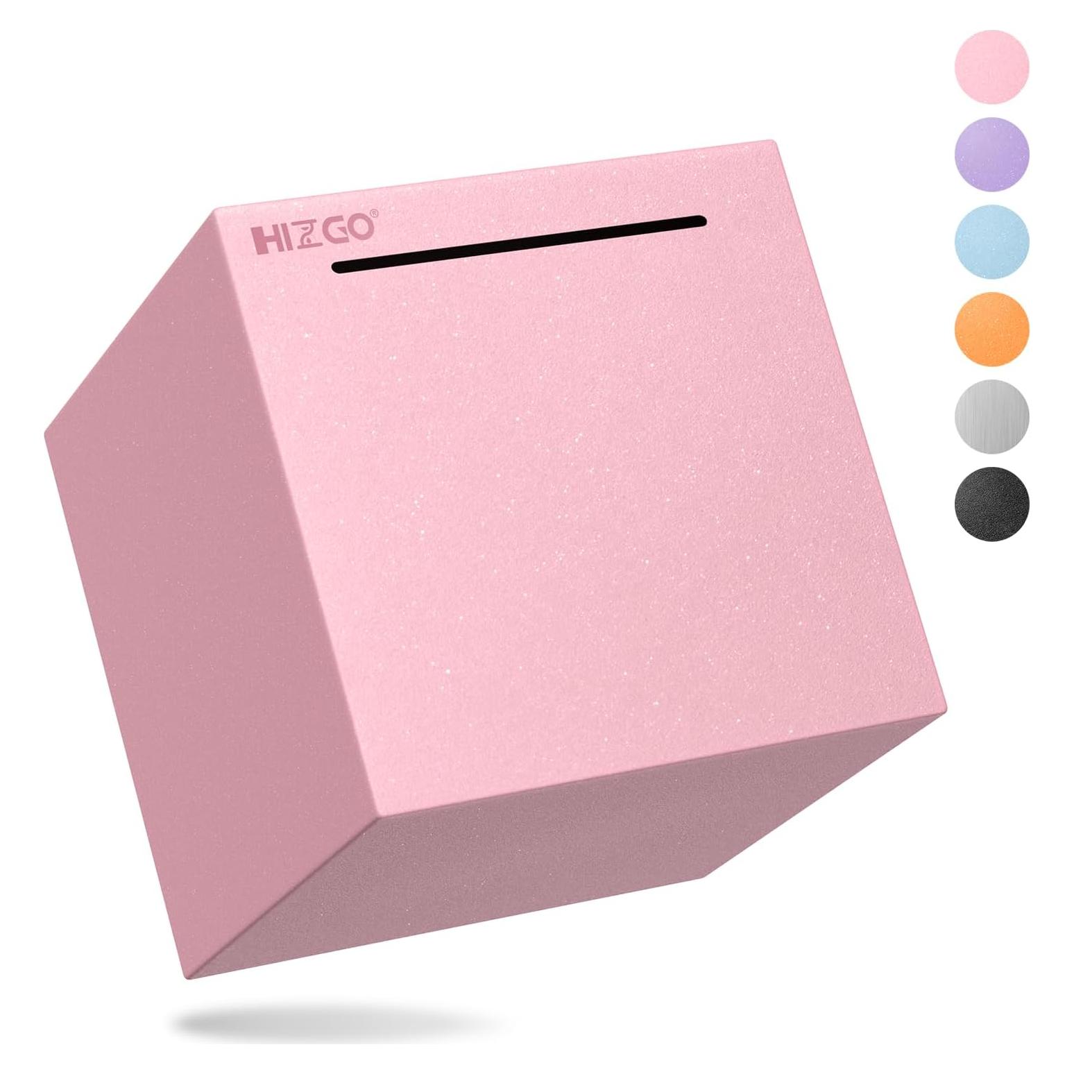 Alcancía Rosa Inabrible de Acero Inoxidable Hizgo 12 cm