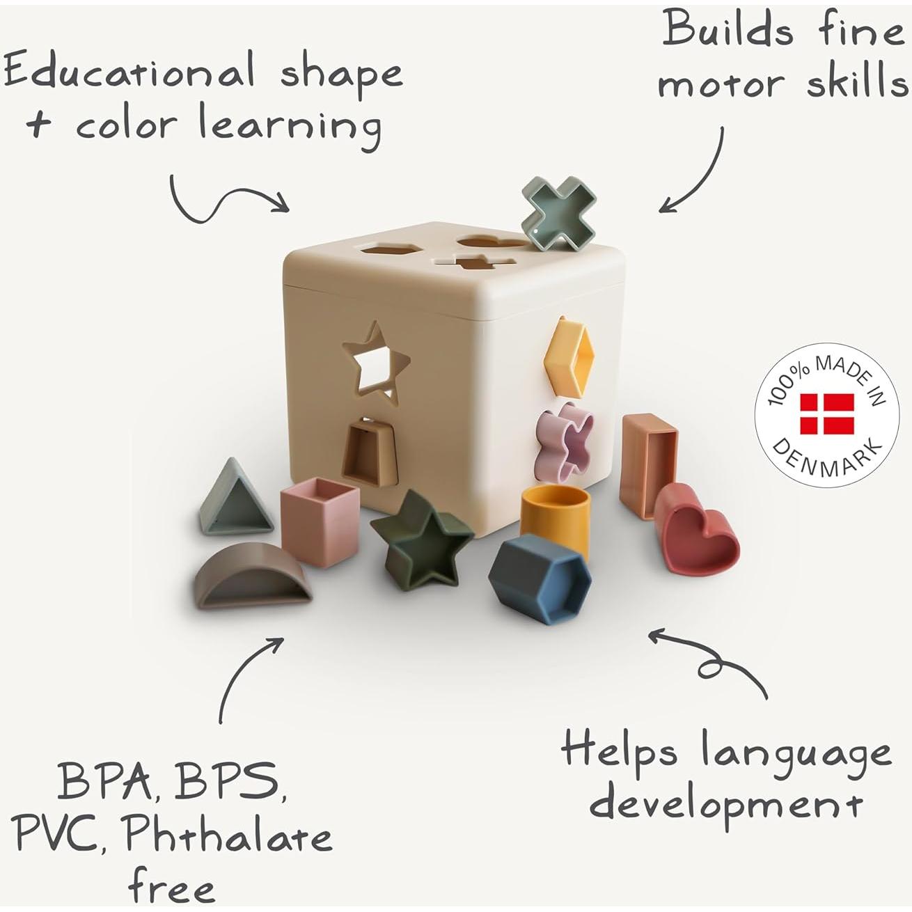 Caja de Clasificación de Formas Mushie - Juguete Educativo 12 Formas
