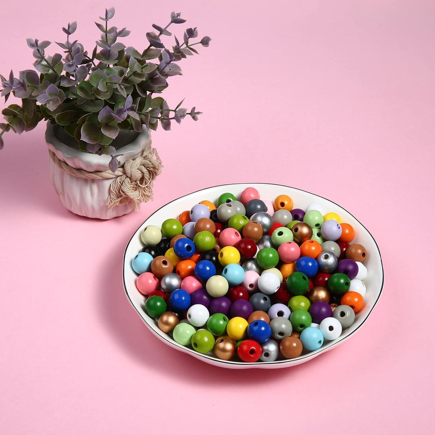 230 Perlas Redondas de Madera Coloridas 16mm QDXATIVP