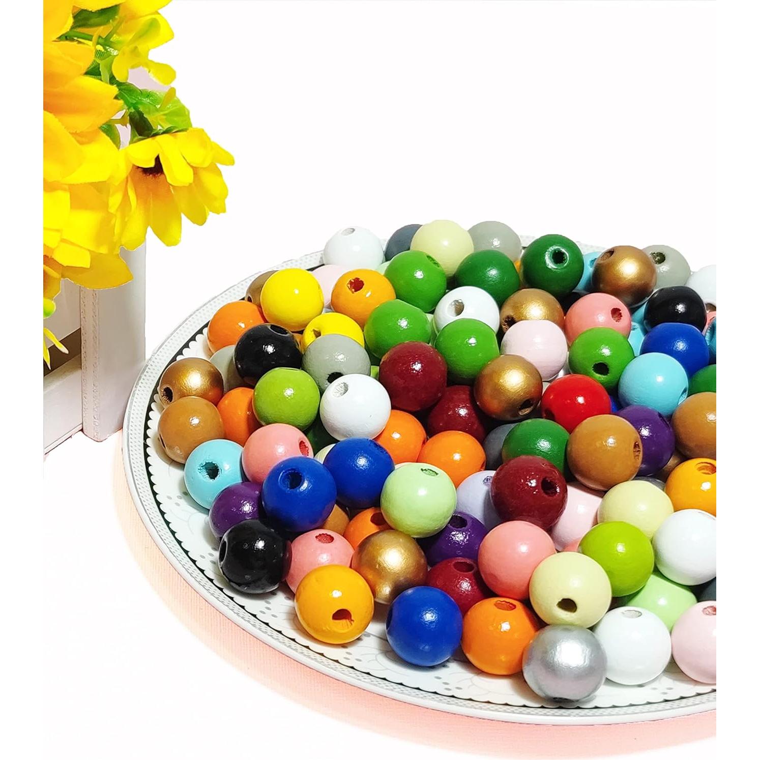 230 Perlas Redondas de Madera Coloridas 16mm QDXATIVP