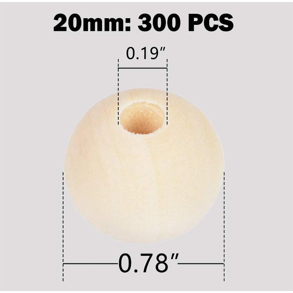 300 Perlas de Madera Naturales 20mm Pojah para Manualidades DIY