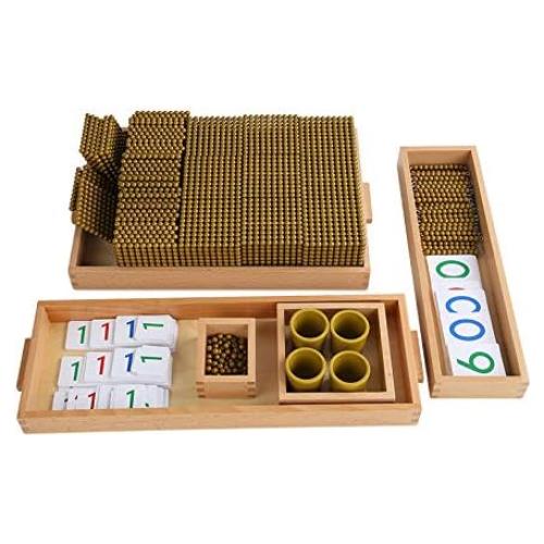 Juego de Matemáticas Montessori Adena - Cuentas Doradas 100 Unidades