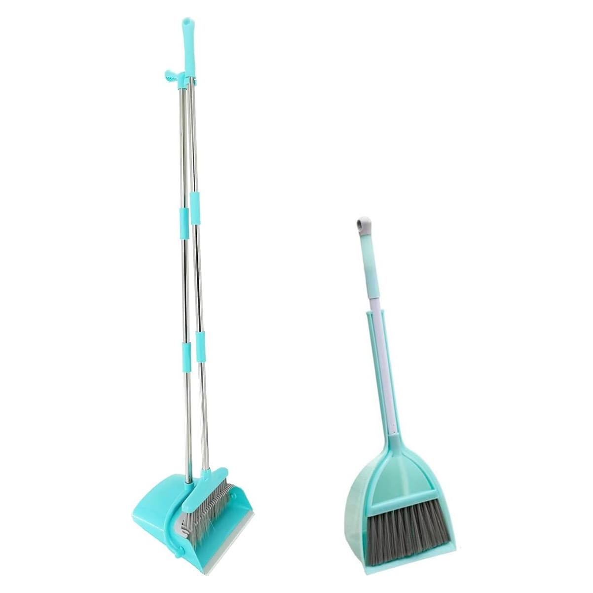 Juego de Escoba y Recogedor para Niños - Azul Claro, 126cm