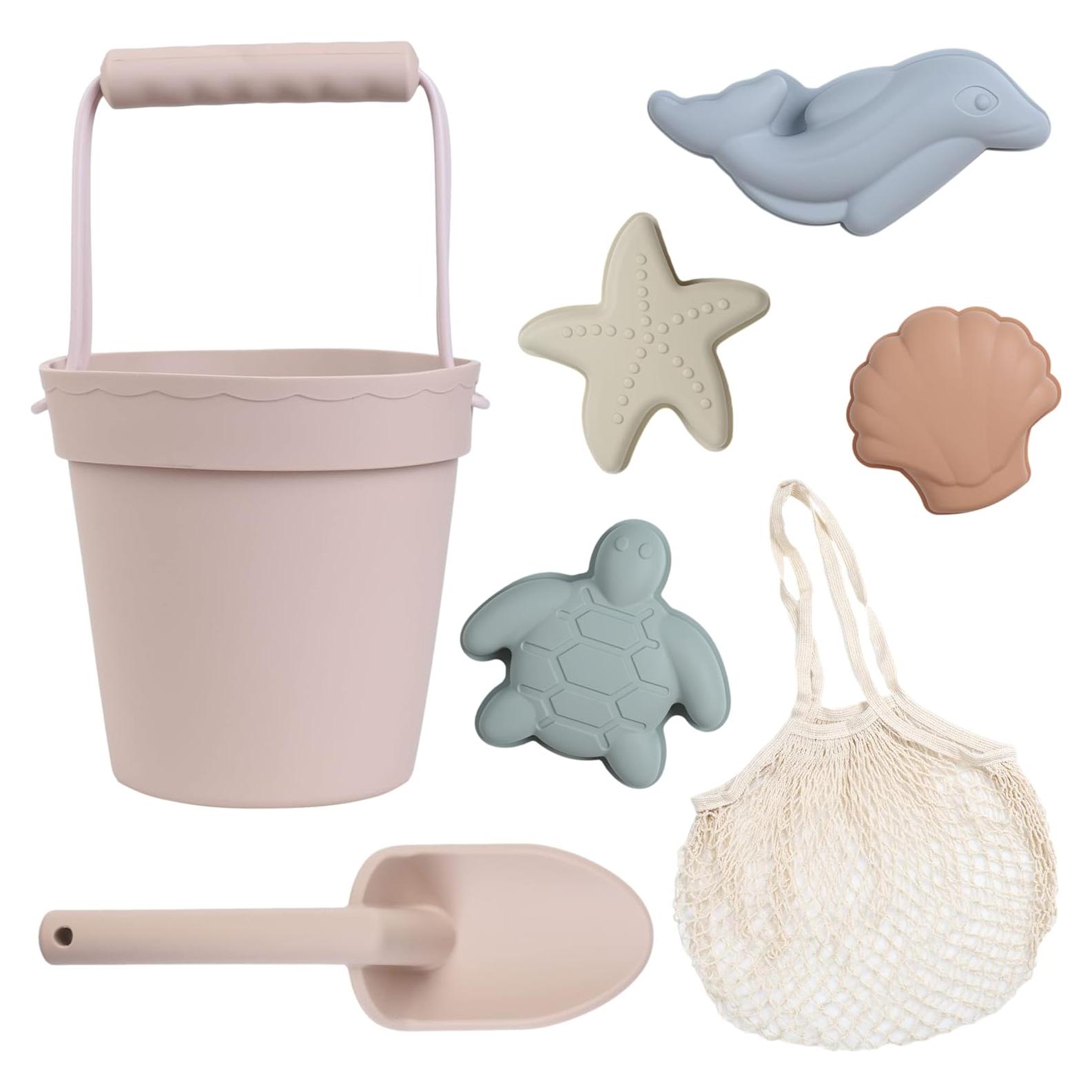 Set de Playa de Silicona Blue Ginkgo - 7 Piezas Rosa Pálido