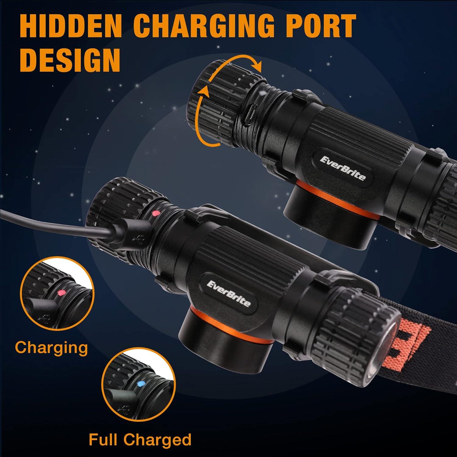 Linterna Frontal Recargable EverBrite 1000 Lúmenes 5 Modos