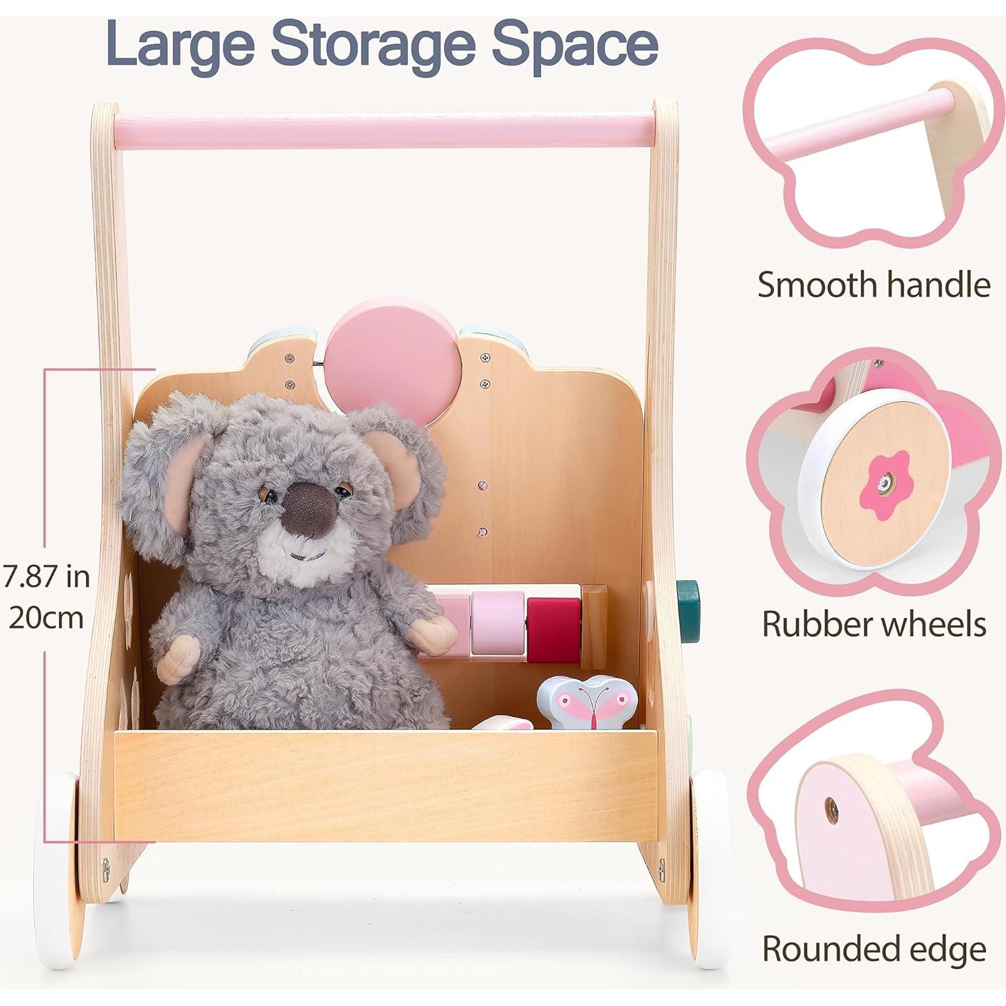 Andador de Madera PairPear Conejo Rosa 8 en 1 para Bebés