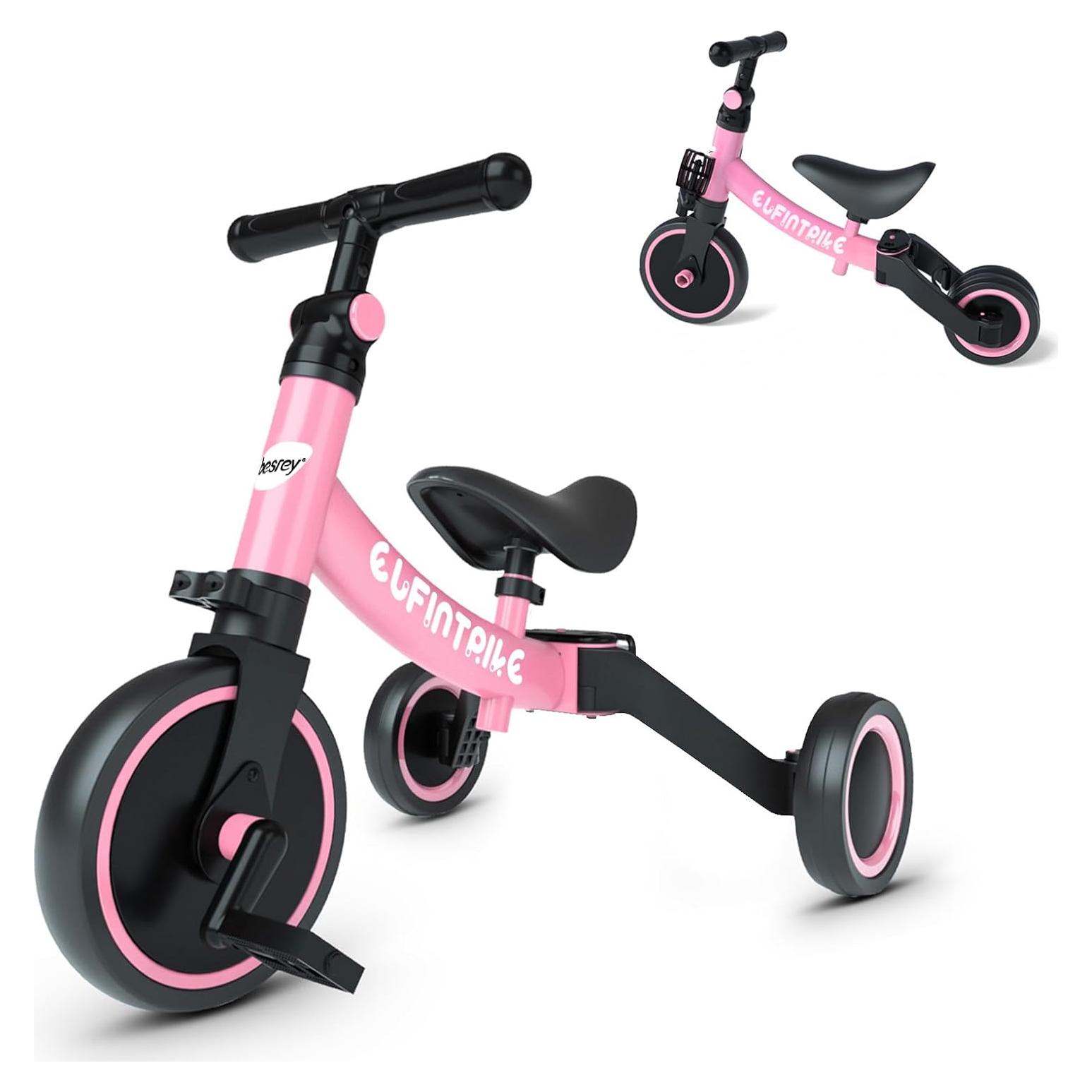 Bicicleta 5 en 1 besrey BR-C727 para niños 1-4 años Rosa