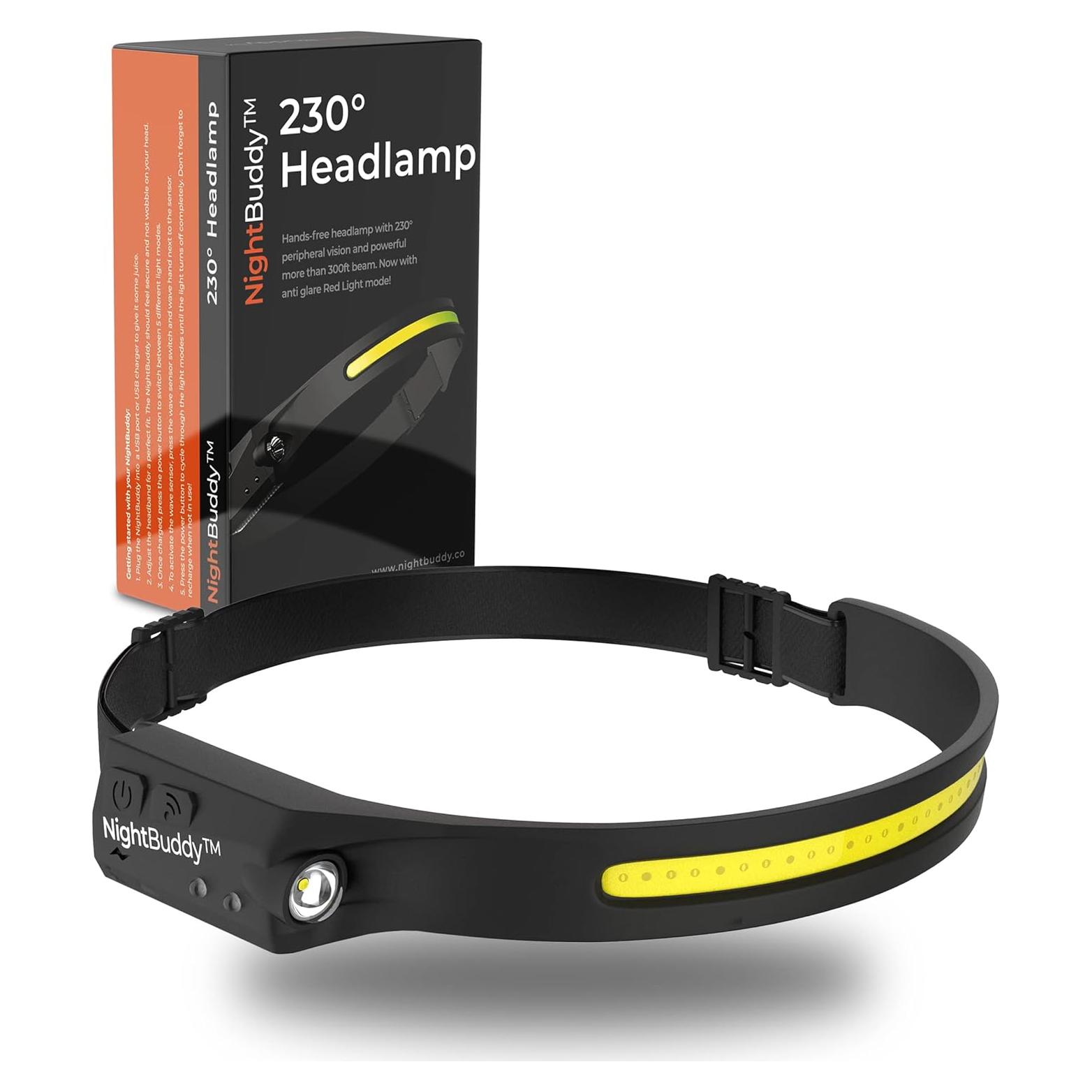 Linterna Frontal LED NightBuddy 350 Lúmenes 5 Modos Recargable